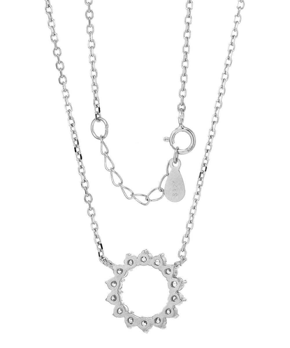 McCarney & J Brilliant Cut Cubic Zirconia Rhodium Plated 925 Sterling Silver Circle Necklace View 2