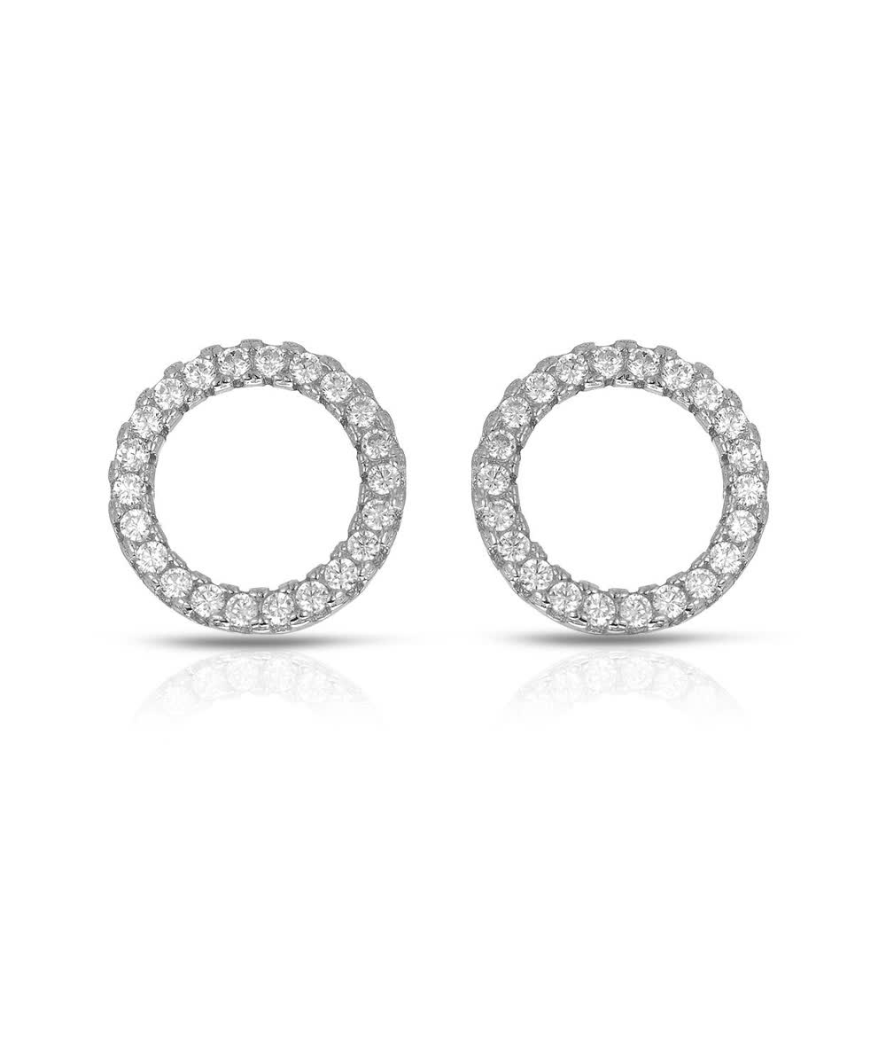 McCarney & J Brilliant Cut Cubic Zirconia Rhodium Plated 925 Sterling Silver Circle Earrings View 1