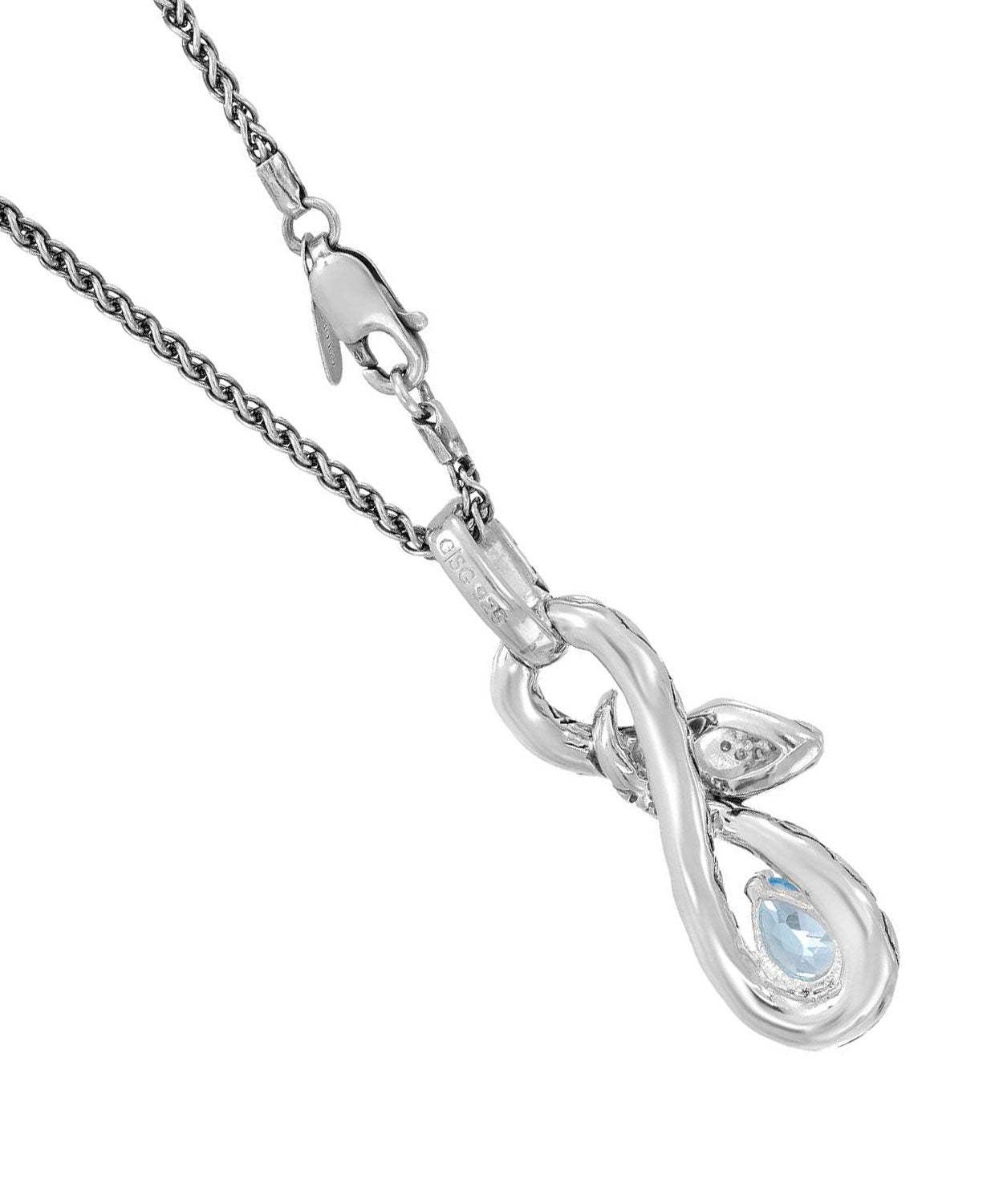 Colore by Simon Golub 1.00 ctw Natural Sky Blue Topaz and Diamond 925 Sterling Silver Snake Pendant (chain not included) View 2