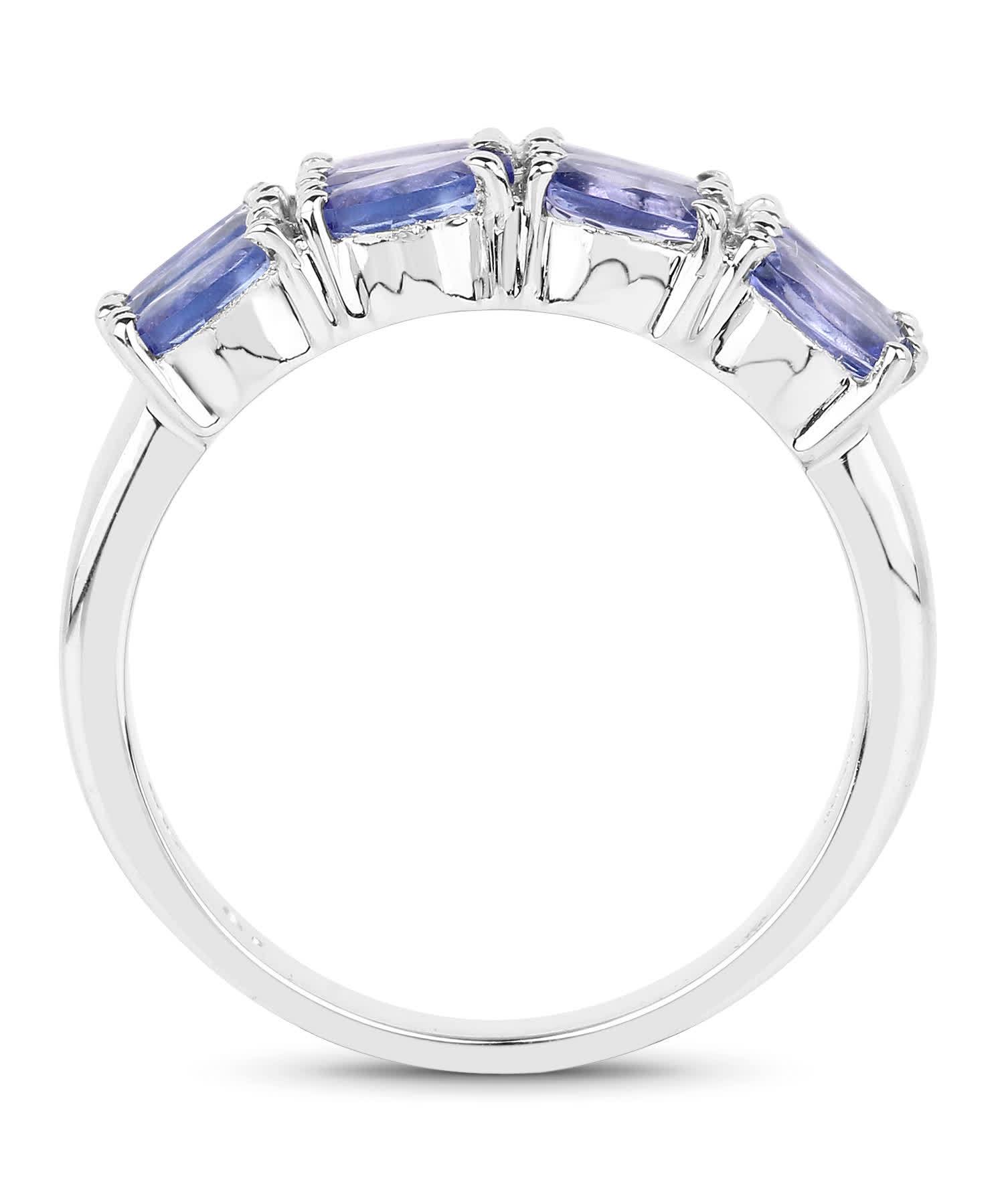 3.00ctw Natural Tanzanite Rhodium Plated 925 Sterling Silver Ring View 2