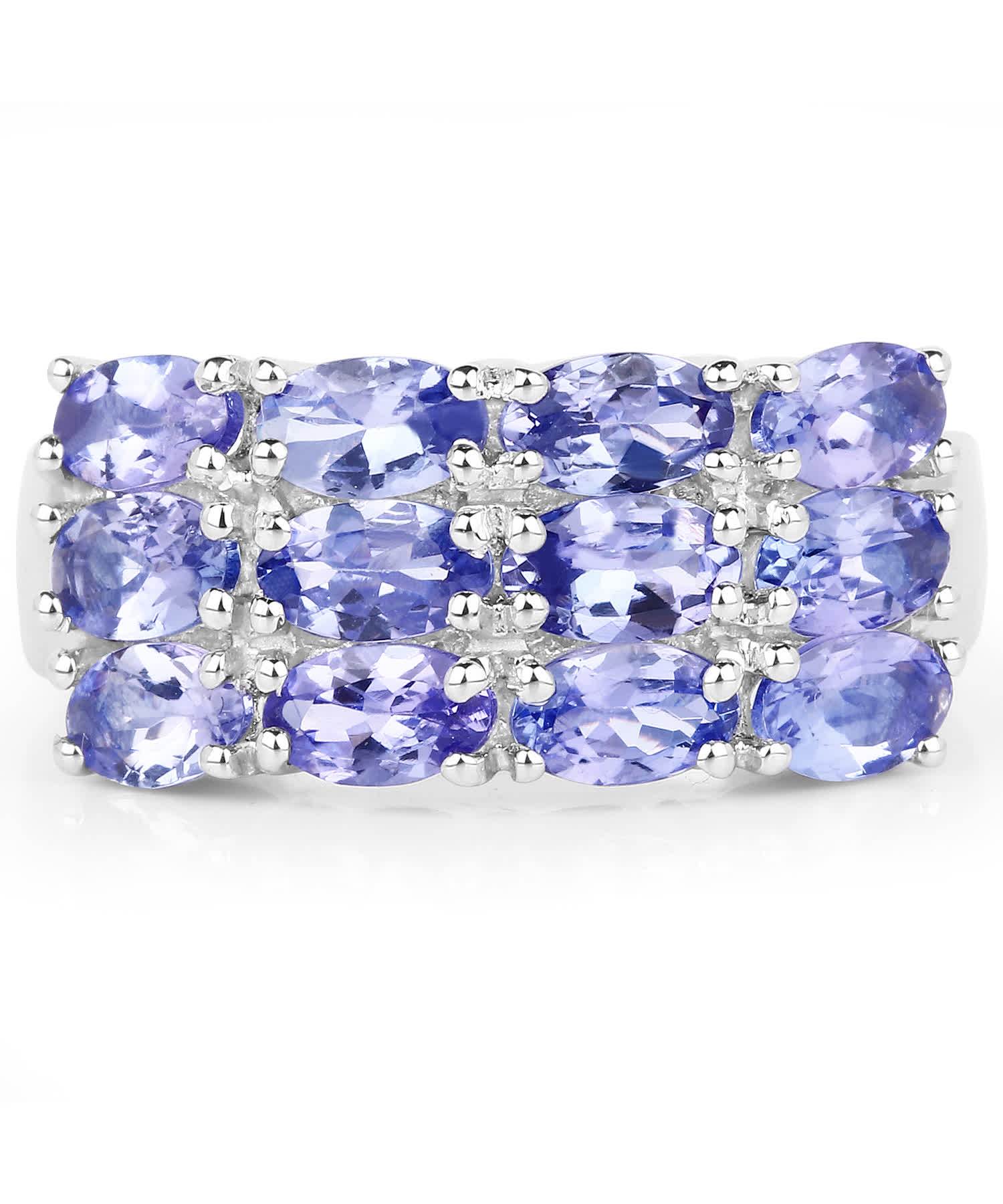 3.00ctw Natural Tanzanite Rhodium Plated 925 Sterling Silver Ring View 3