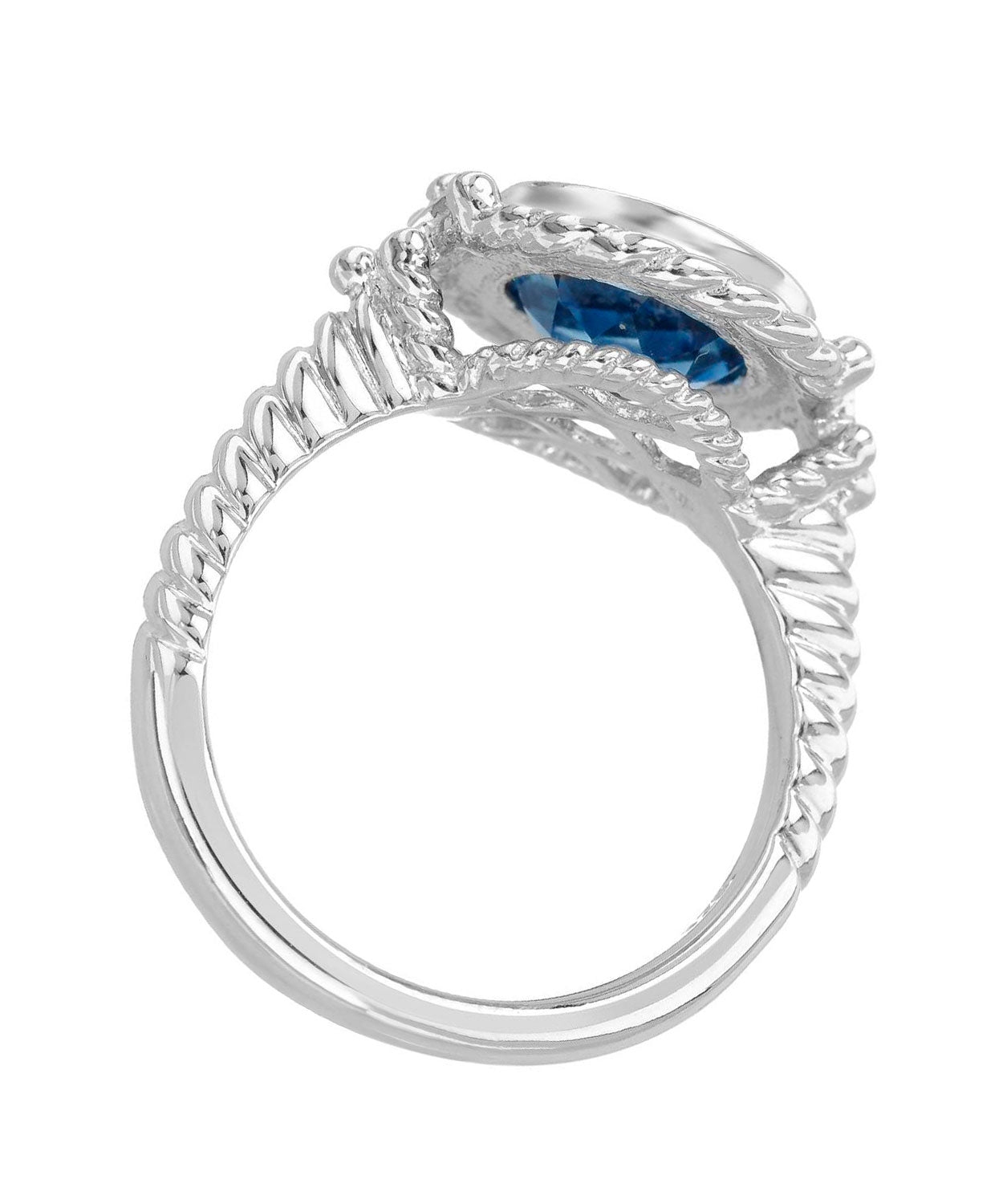 Colore by Simon Golub 3.10 ctw Natural Swiss Blue Topaz Rhodium Plated 925 Sterling Silver Victorian Style Ring View 2