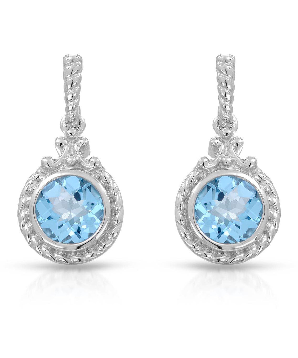 Colore by Simon Golub 2.80 ctw Natural Swiss Blue Topaz Rhodium Plated 925 Sterling Silver Dangle Earrings View 1
