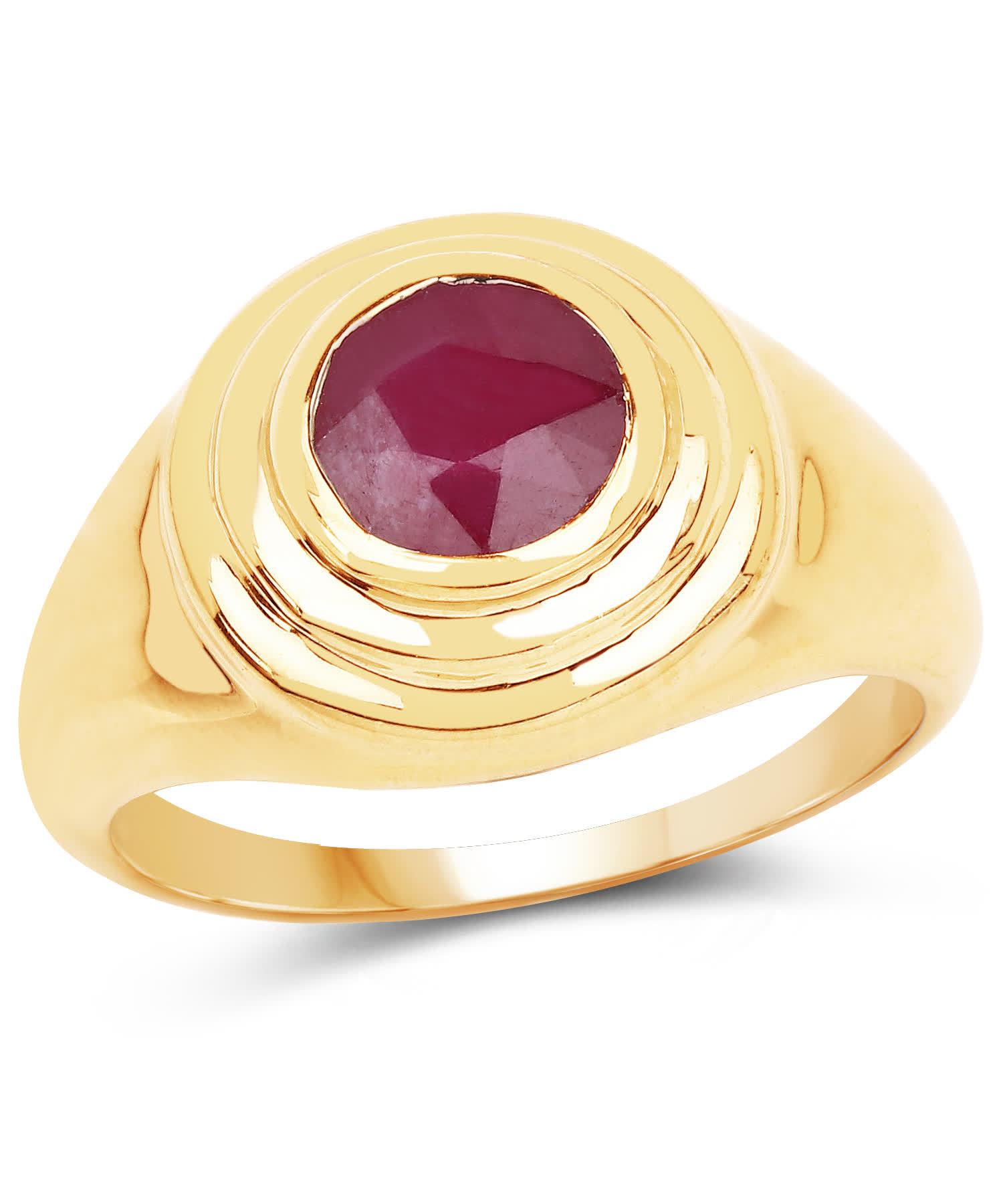 1.65ctw Natural Ruby 14k Gold Plated 925 Sterling Silver Pinky Ring View 1