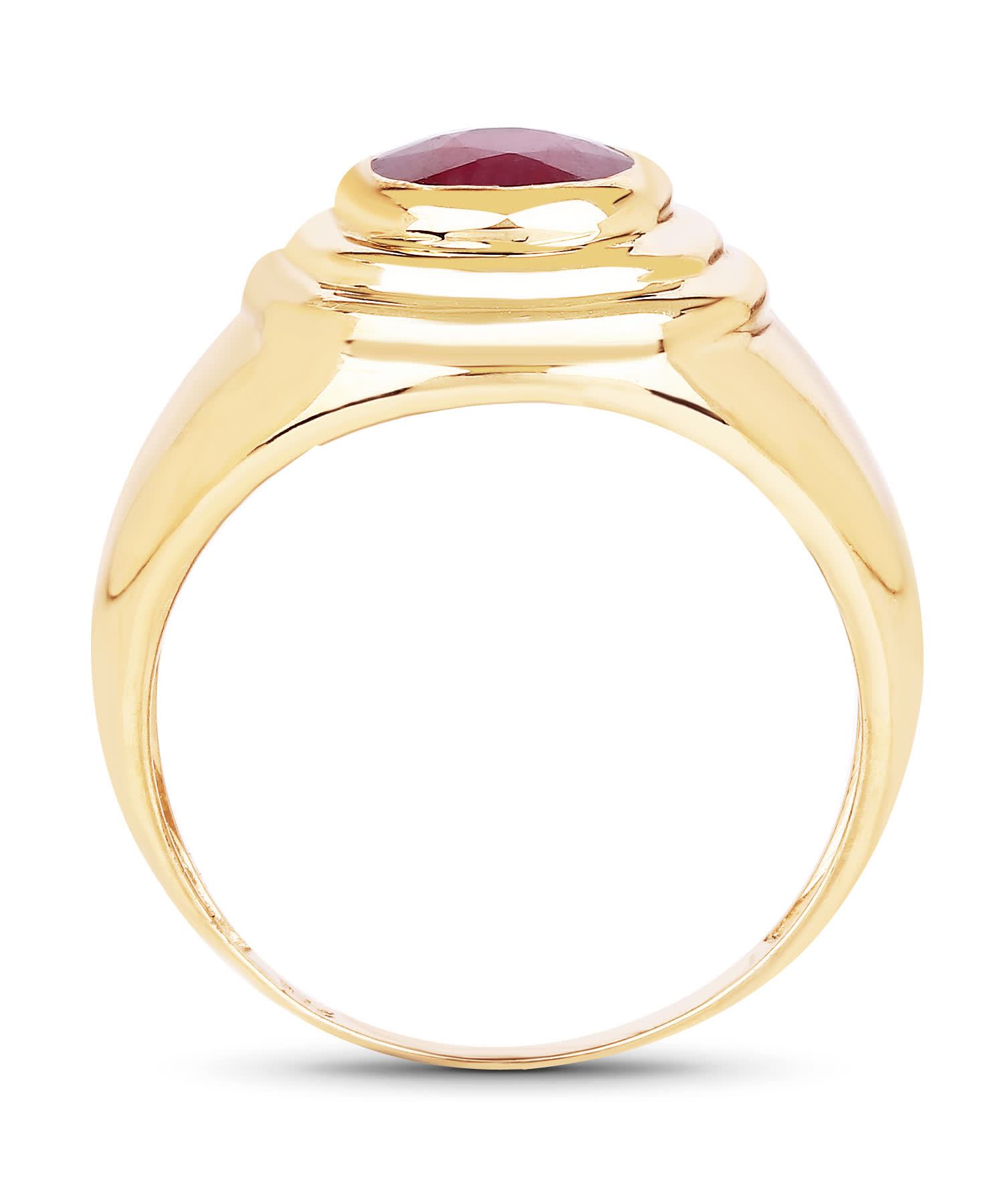 1.65ctw Natural Ruby 14k Gold Plated 925 Sterling Silver Pinky Ring View 2
