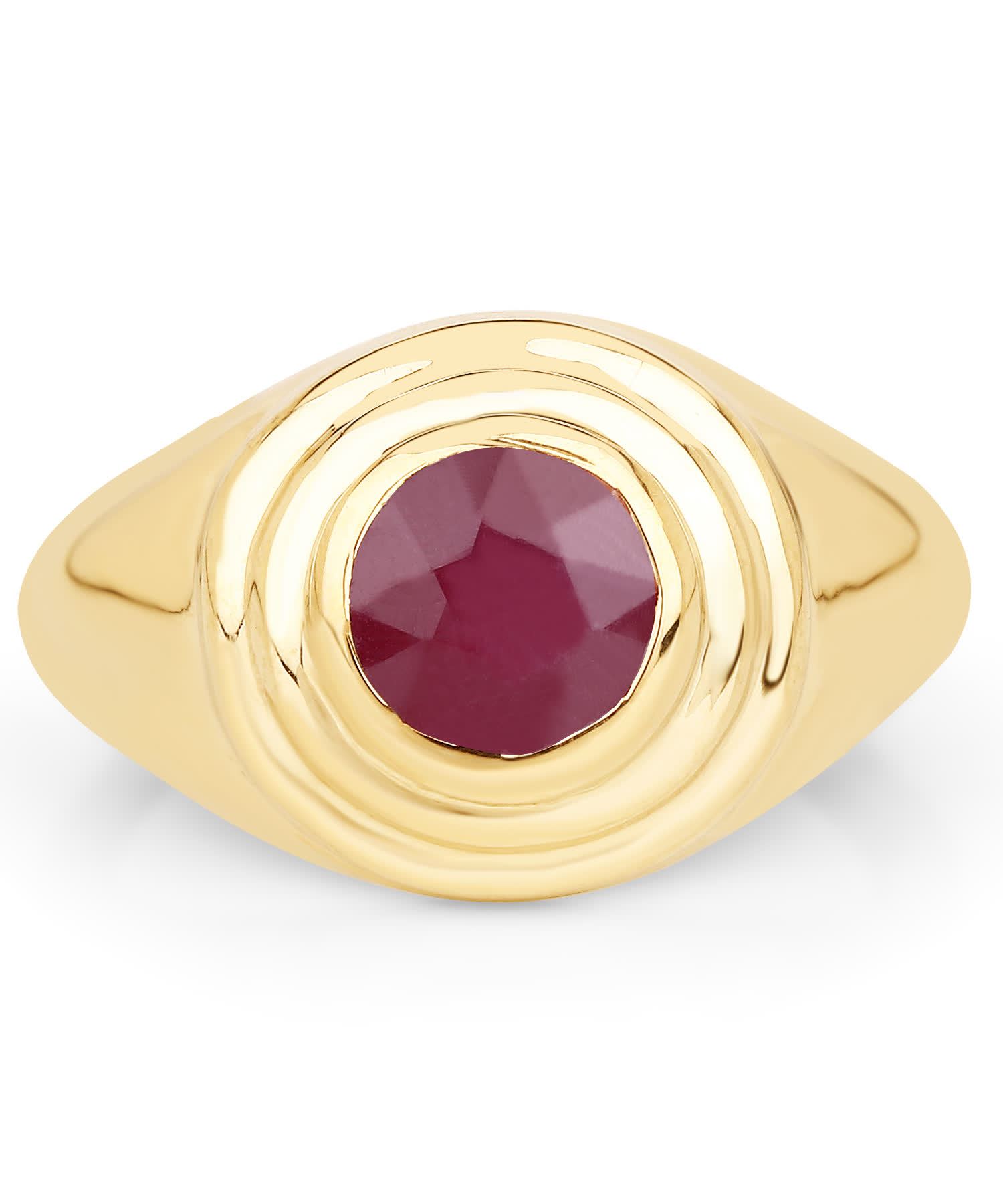 1.65ctw Natural Ruby 14k Gold Plated 925 Sterling Silver Pinky Ring View 3