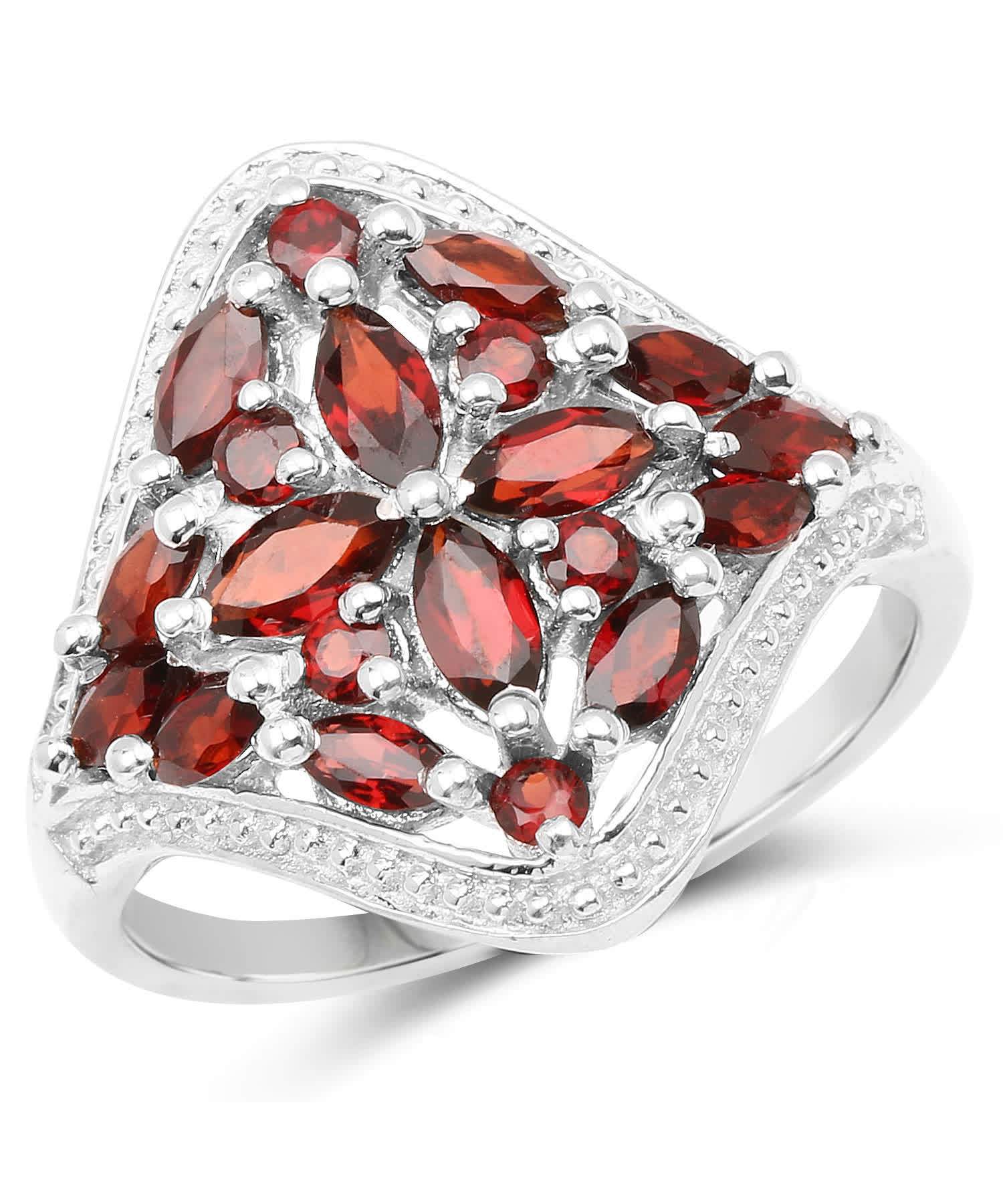 2.24ctw Natural Pomegranate Garnet Rhodium Plated 925 Sterling Silver Right Hand Ring View 1