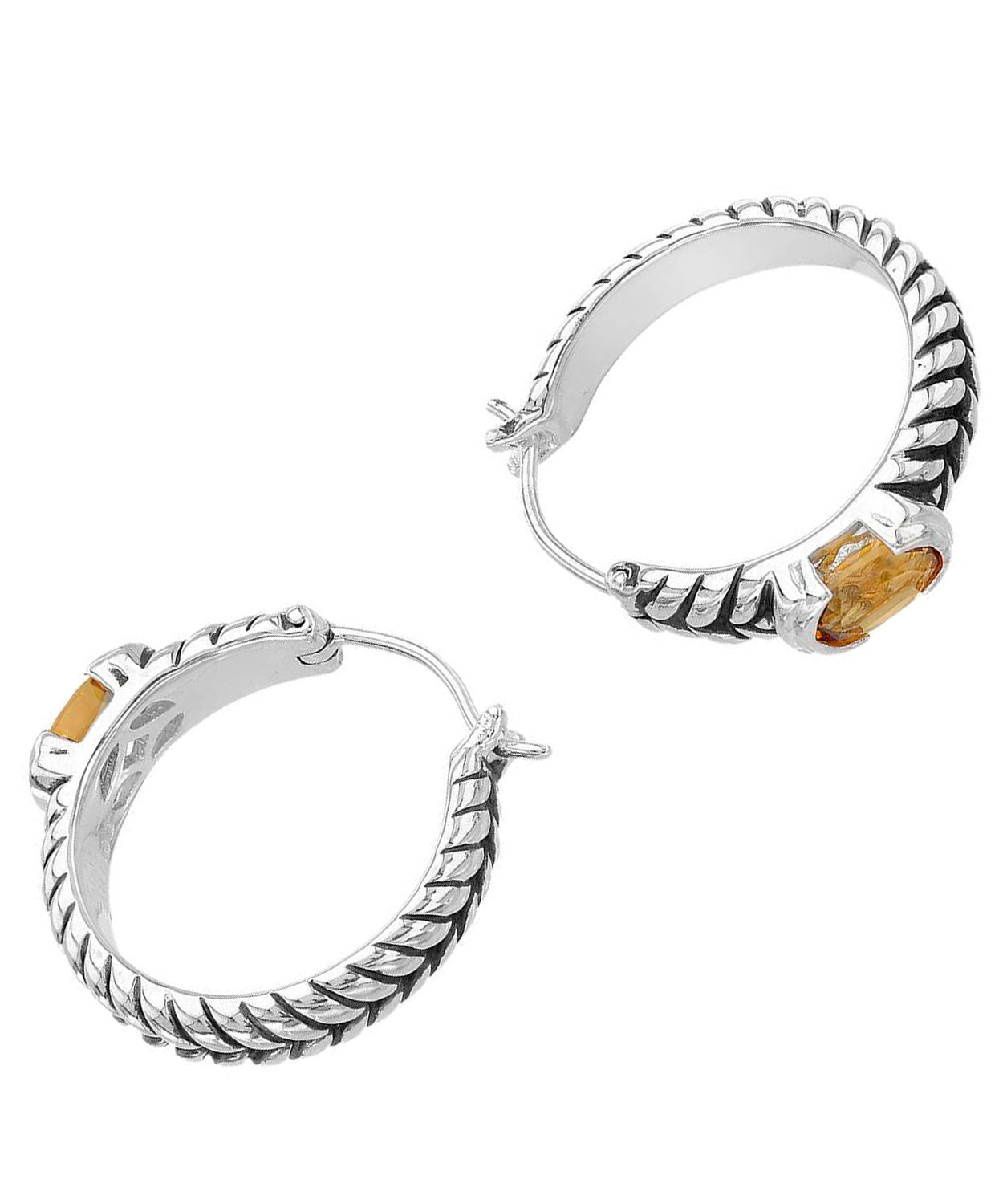 Colore by Simon Golub 1.00 ctw Natural Honey Citrine 925 Sterling Silver Hoop Earrings View 2