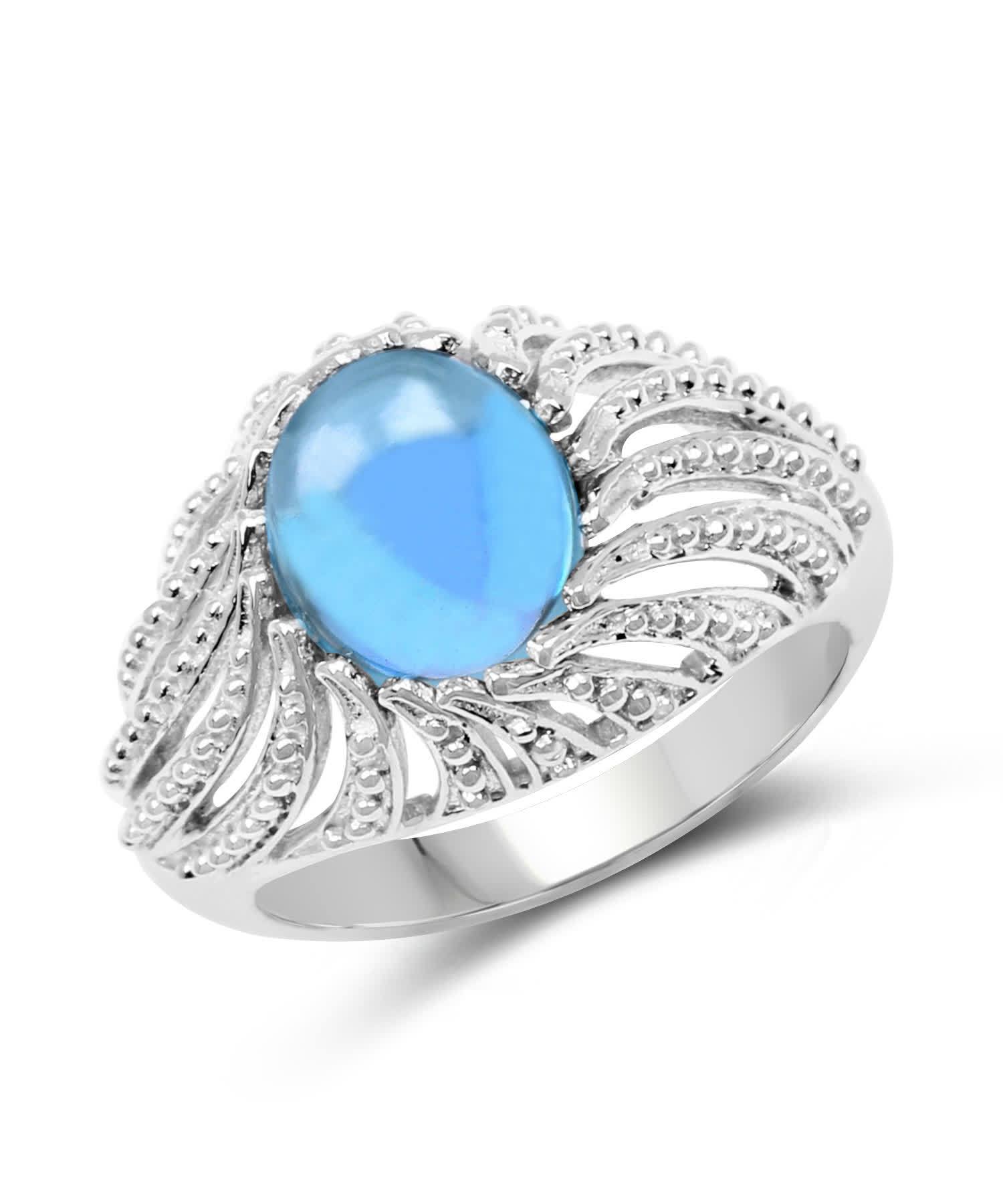 3.65ctw Natural Swiss Blue Topaz Rhodium Plated 925 Sterling Silver Right Hand Ring View 1