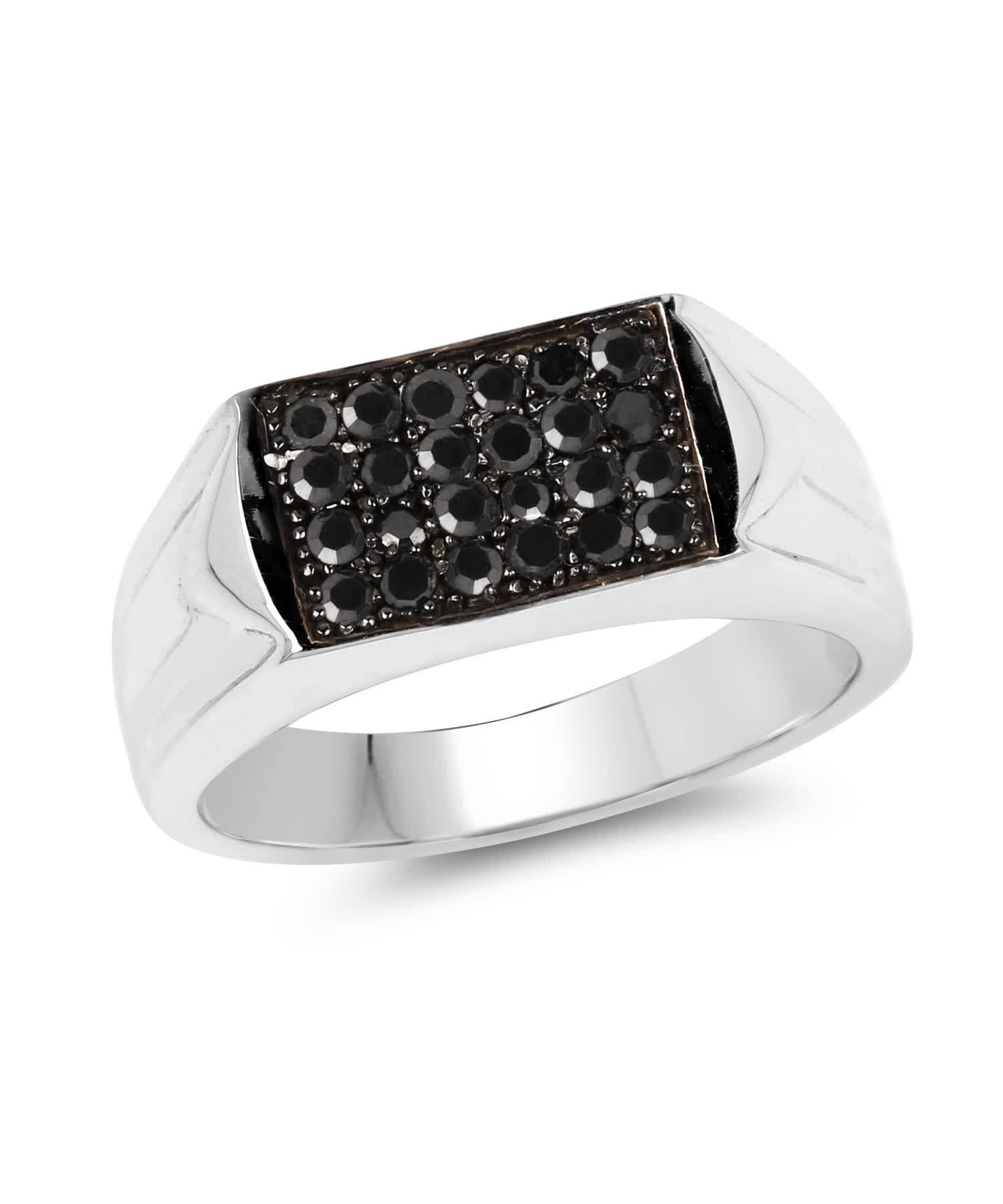 0.42ctw Natural Black Diamond Rhodium Plated 925 Sterling Silver Ring View 1