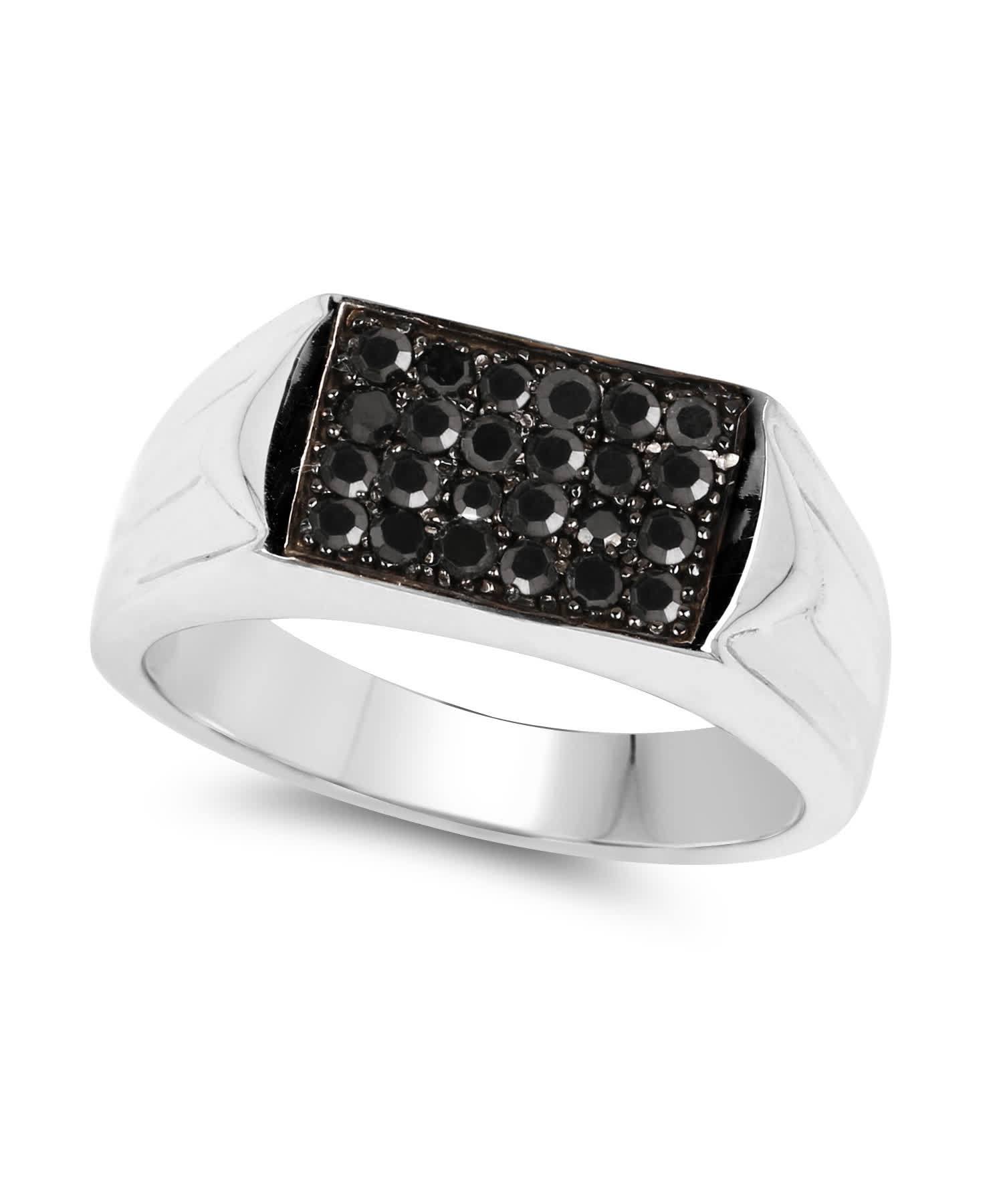 0.42ctw Natural Black Diamond Rhodium Plated 925 Sterling Silver Ring View 2