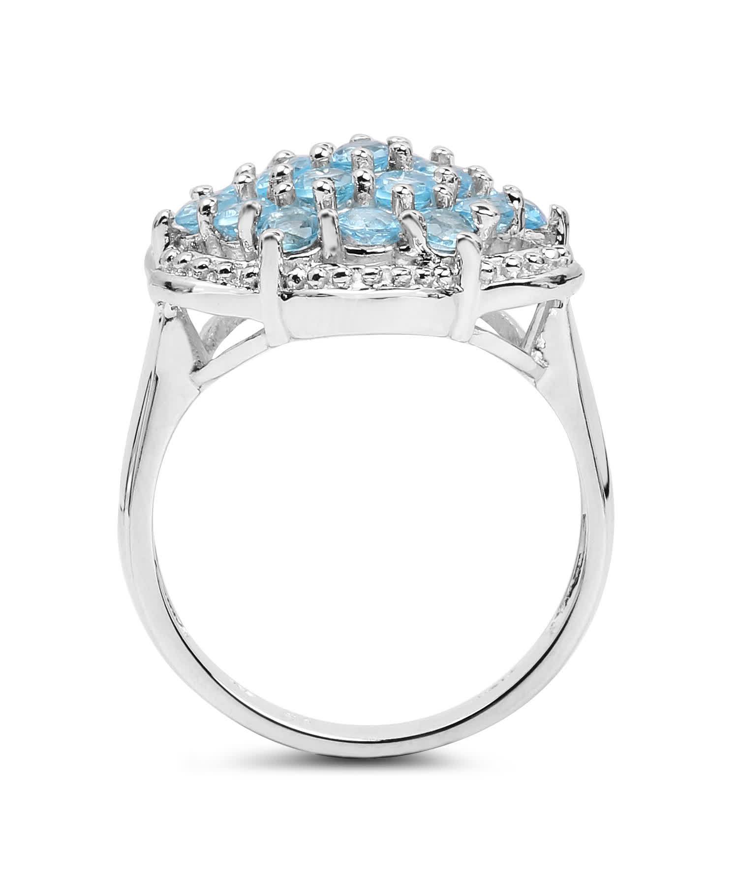 1.90ctw Natural Swiss Blue Topaz Rhodium Plated 925 Sterling Silver Cocktail Ring View 2