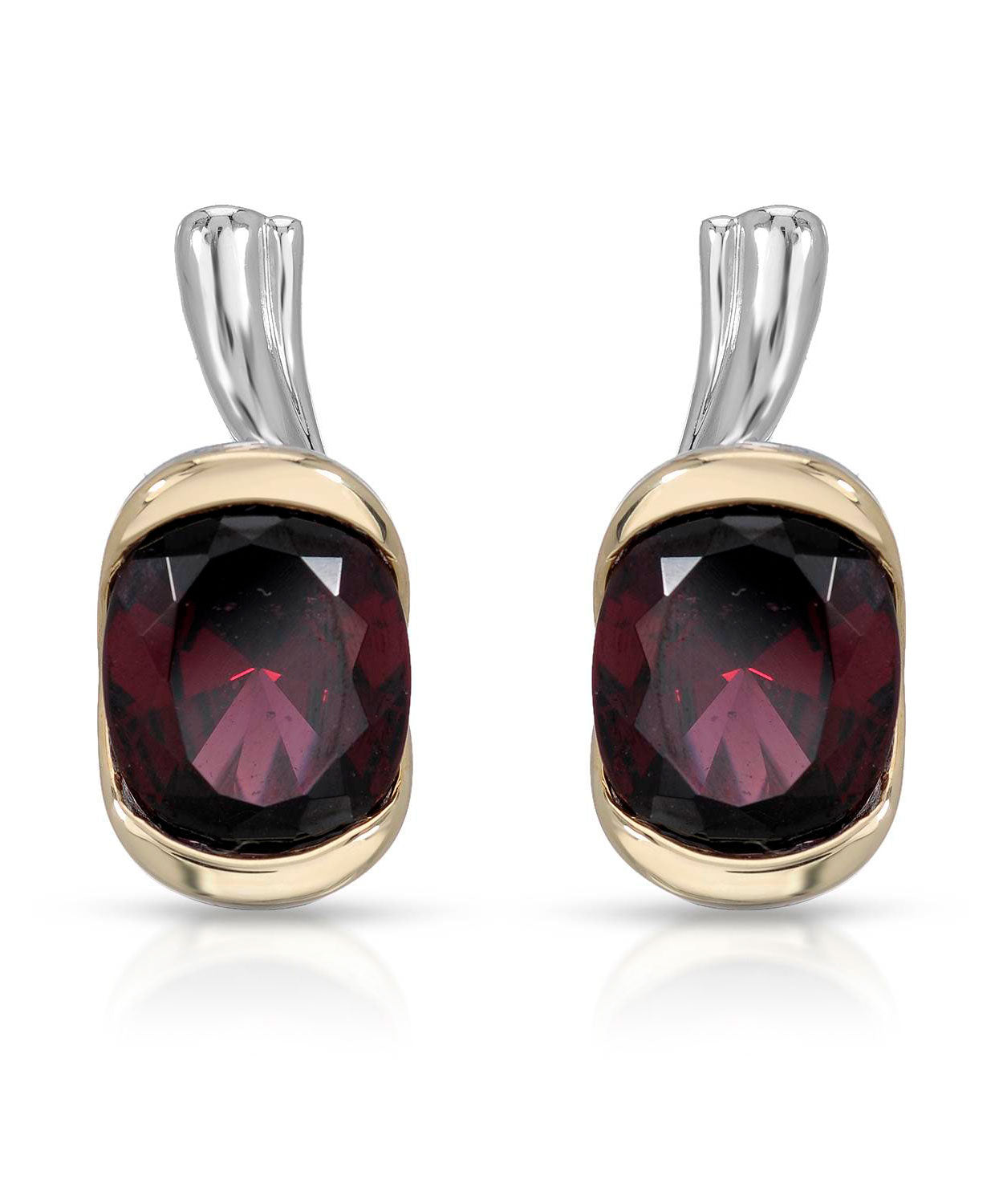 Colore by Simon Golub 5.30 ctw Natural Rhodolite Garnet Rhodium Plated 925 Sterling Silver Earrings - With 18k Gold Inlay View 1