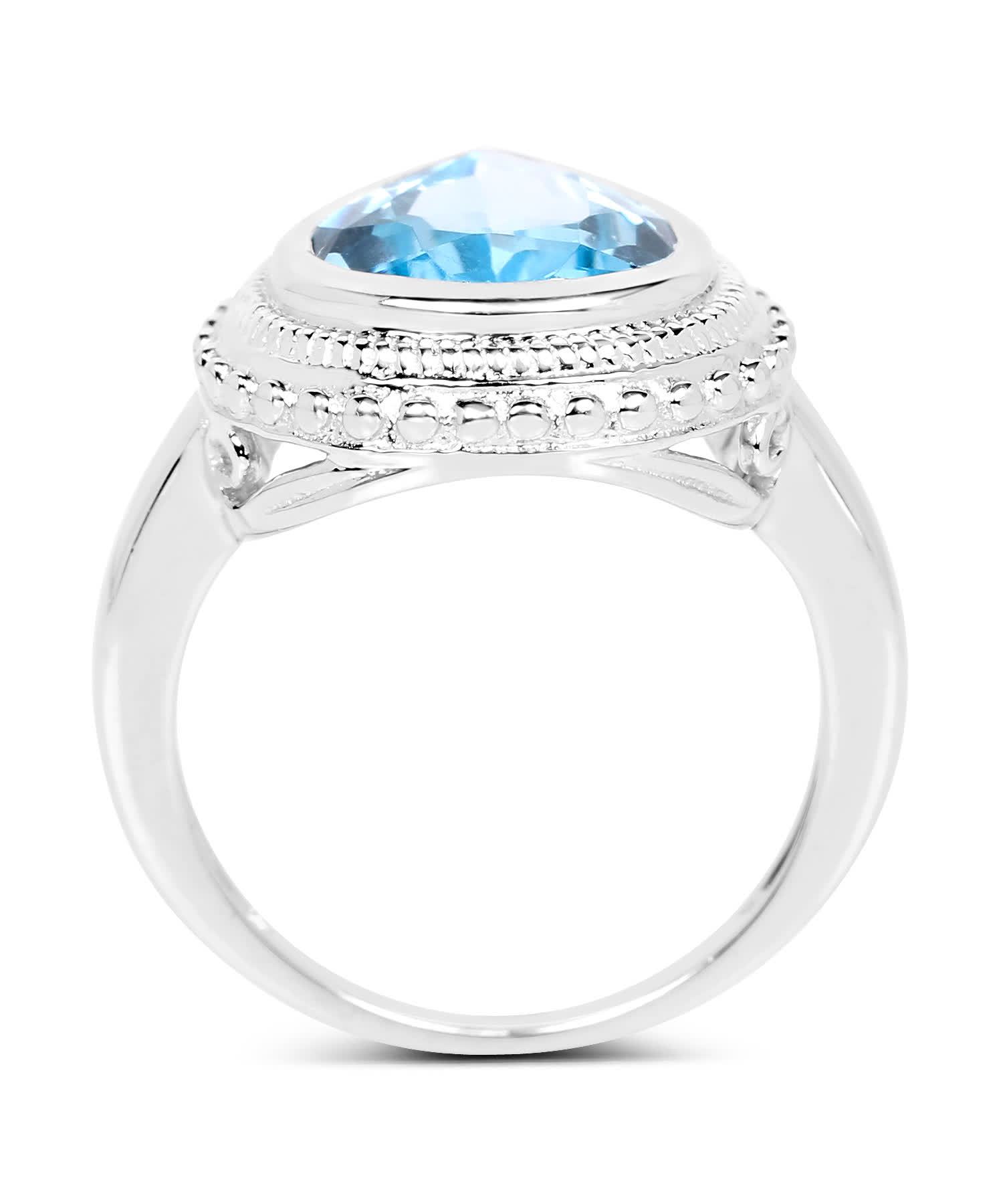 5.30ctw Natural Sky Blue Topaz Rhodium Plated 925 Sterling Silver Cocktail Ring View 2