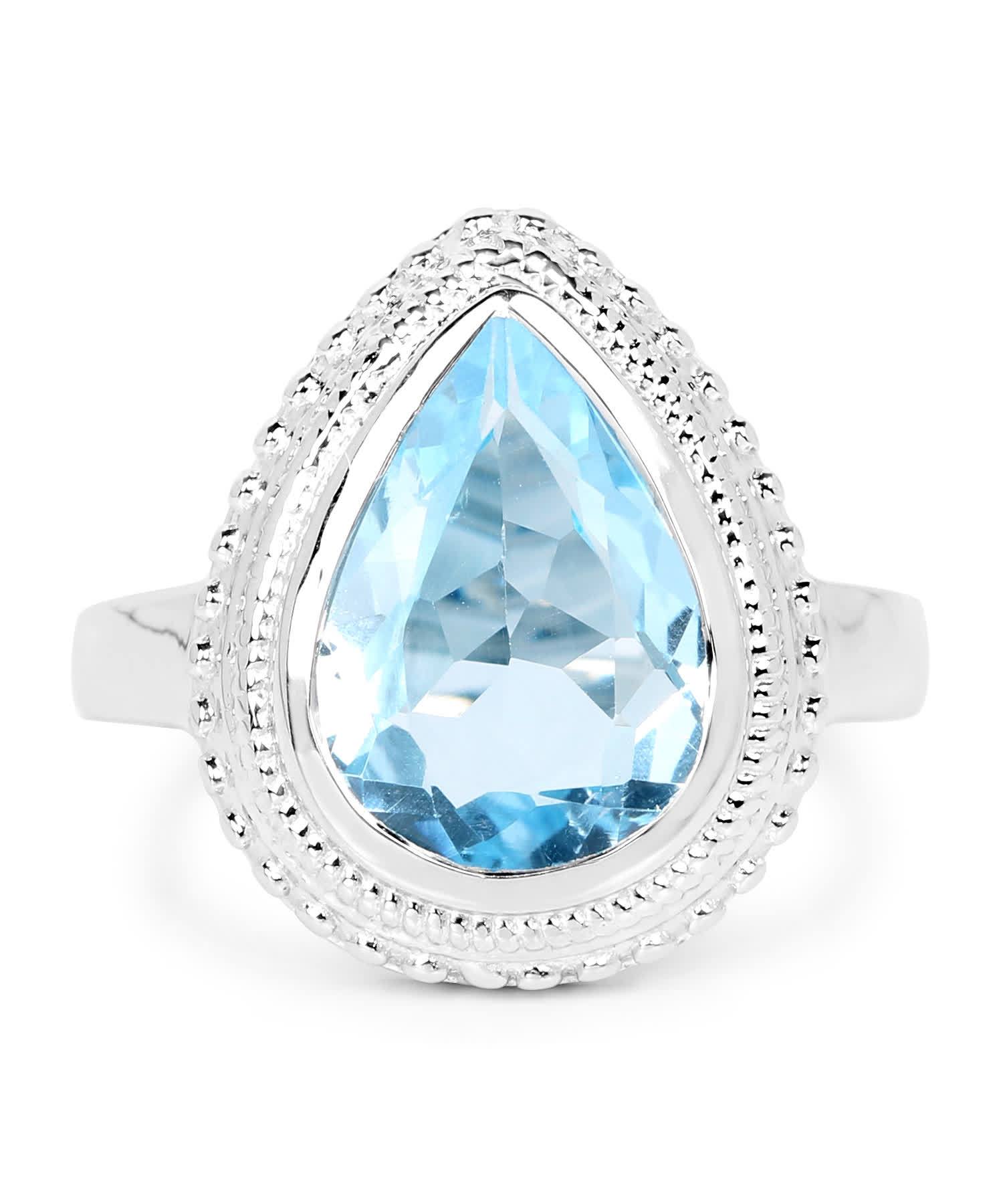 5.30ctw Natural Sky Blue Topaz Rhodium Plated 925 Sterling Silver Cocktail Ring View 3