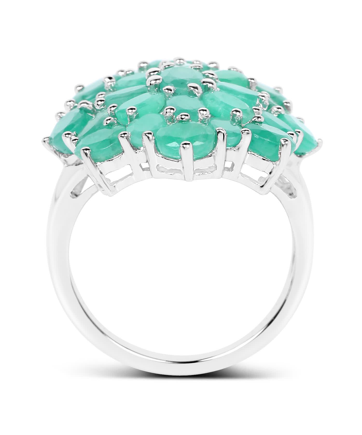5.70ctw Natural Emerald Rhodium Plated 925 Sterling Silver Cocktail Ring View 2