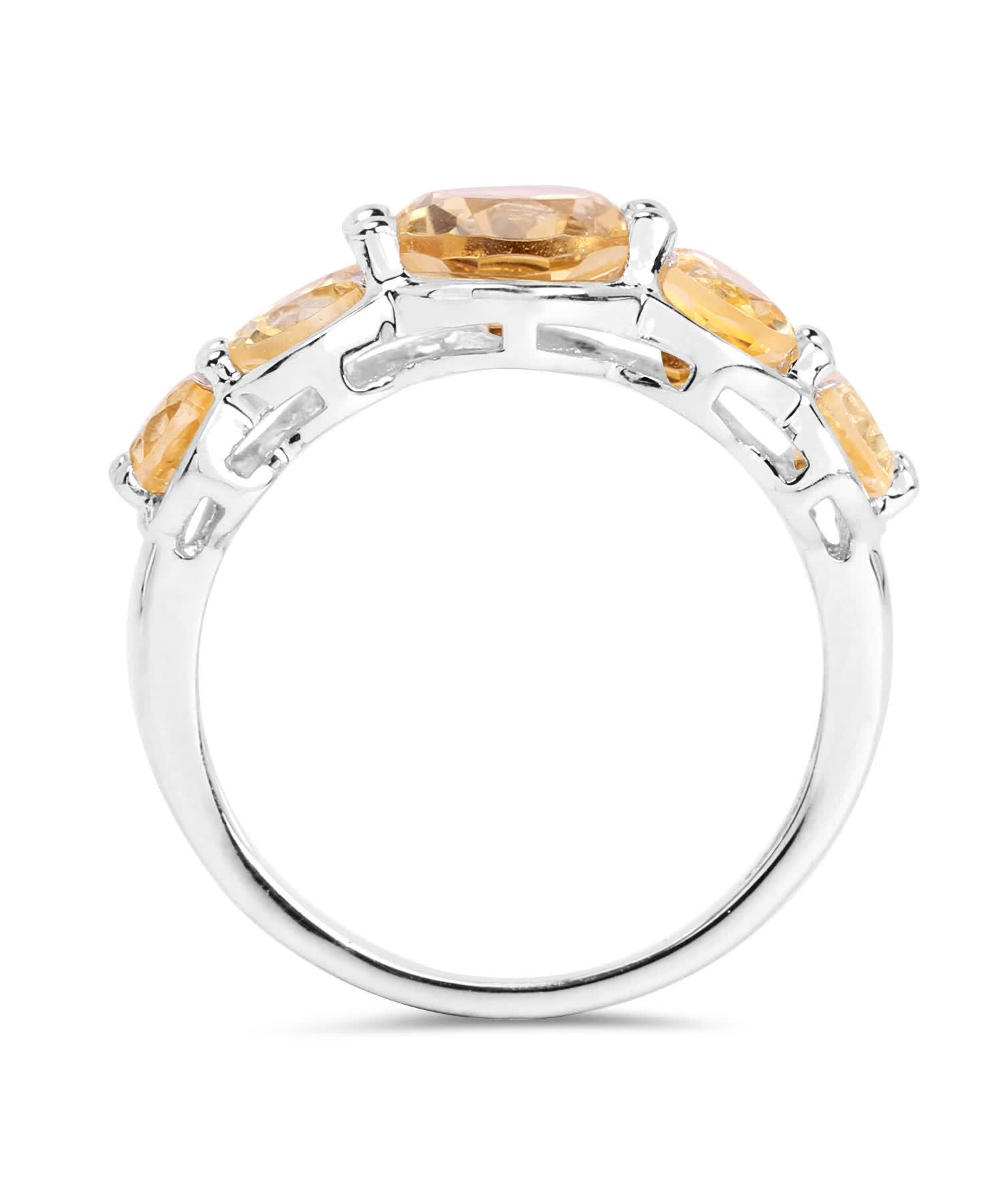 4.26ctw Natural Honey Citrine Rhodium Plated 925 Sterling Silver Ring View 2