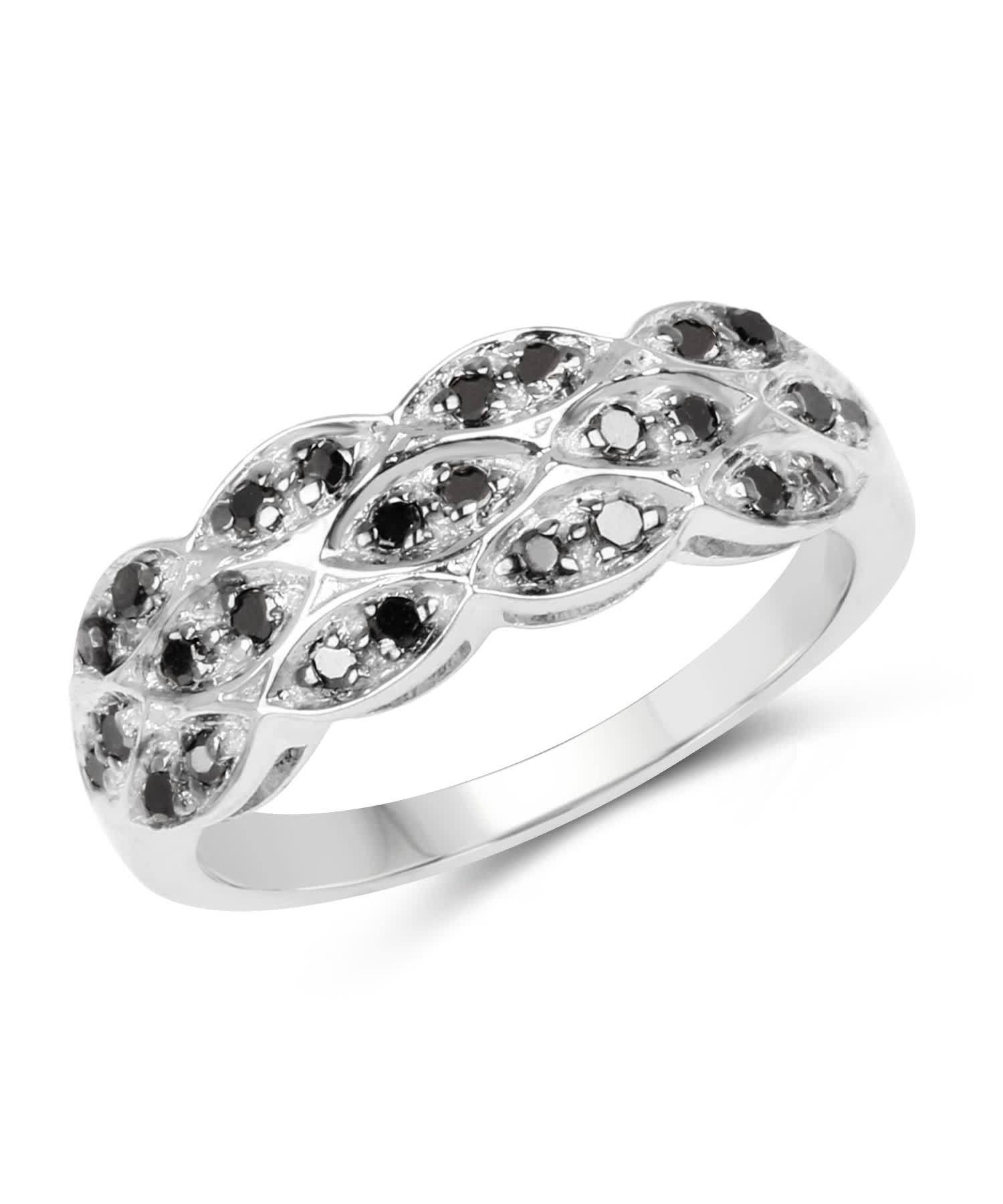 0.28ctw Black Diamond Rhodium Plated 925 Sterling Silver Ring View 1