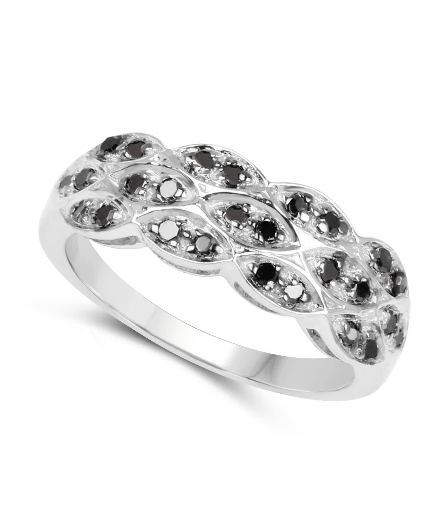 0.28ctw Black Diamond Rhodium Plated 925 Sterling Silver Ring View 2