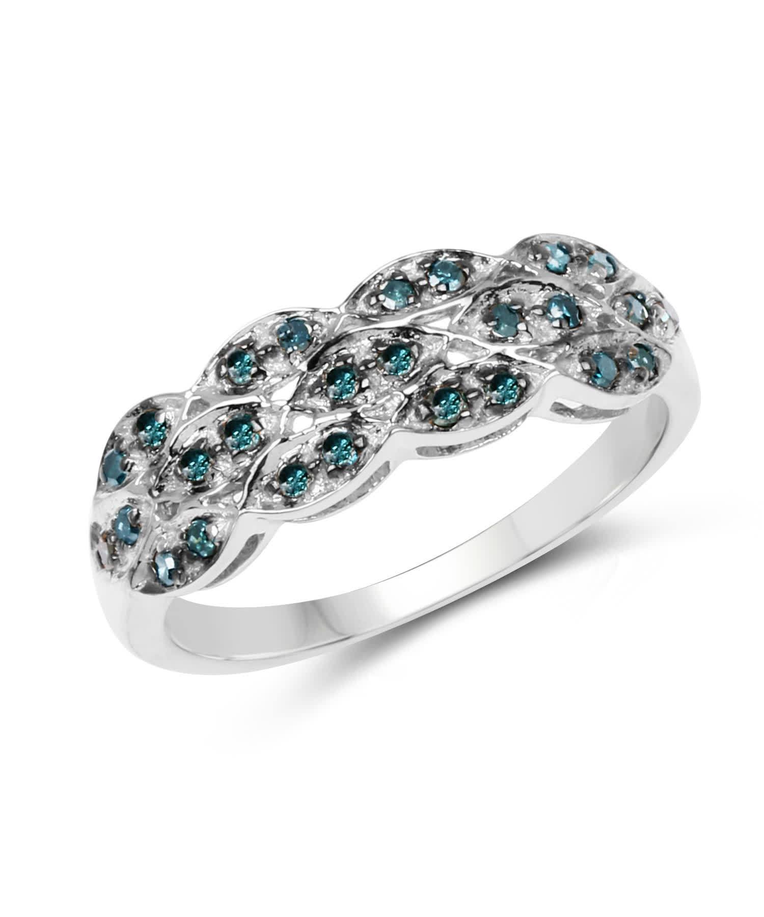 0.31ctw Fancy Blue Diamond Rhodium Plated 925 Sterling Silver Fashion Ring View 1
