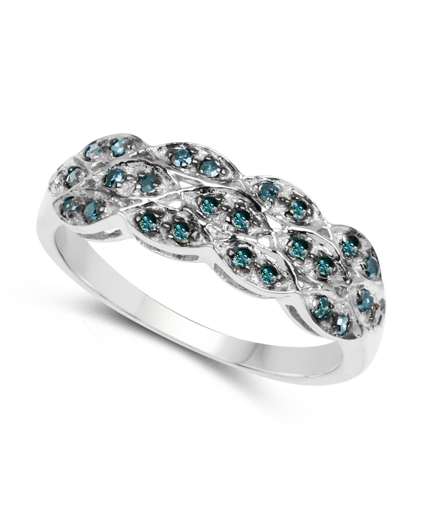 0.31ctw Fancy Blue Diamond Rhodium Plated 925 Sterling Silver Fashion Ring View 2