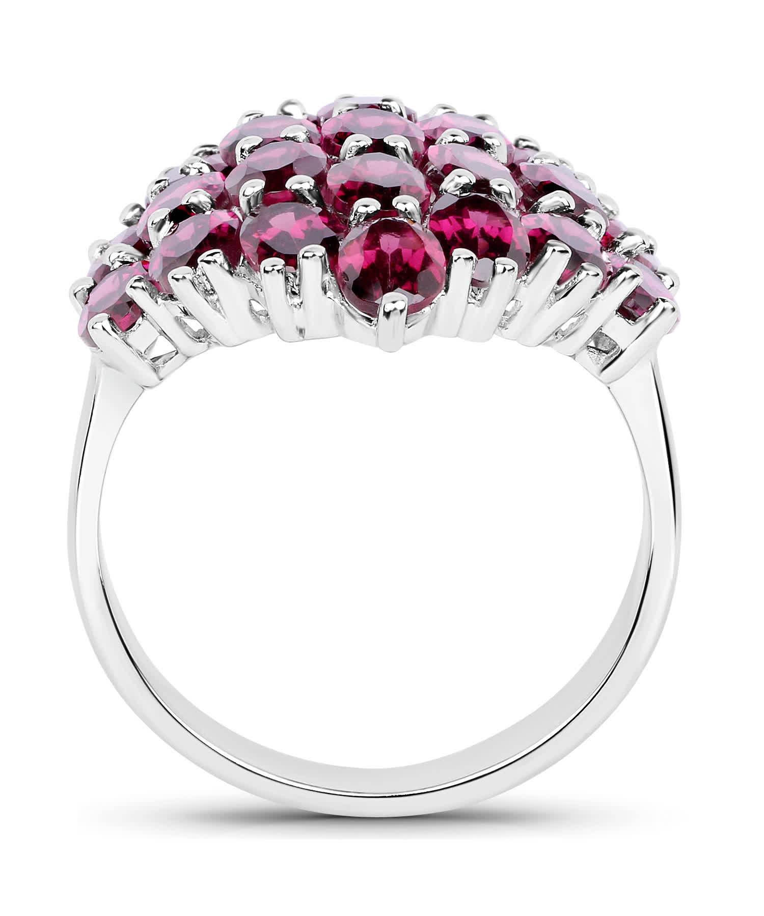 11.50ctw Natural Rhodolite Garnet Rhodium Plated 925 Sterling Silver Cluster Cocktail Ring View 2