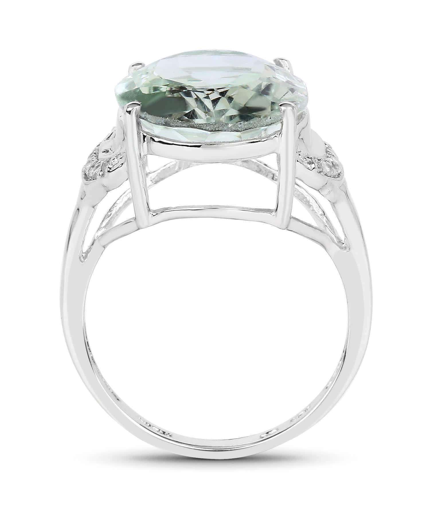 7.98ctw Natural Green Amethyst and Topaz Rhodium Plated 925 Sterling Silver Cocktail Ring View 2