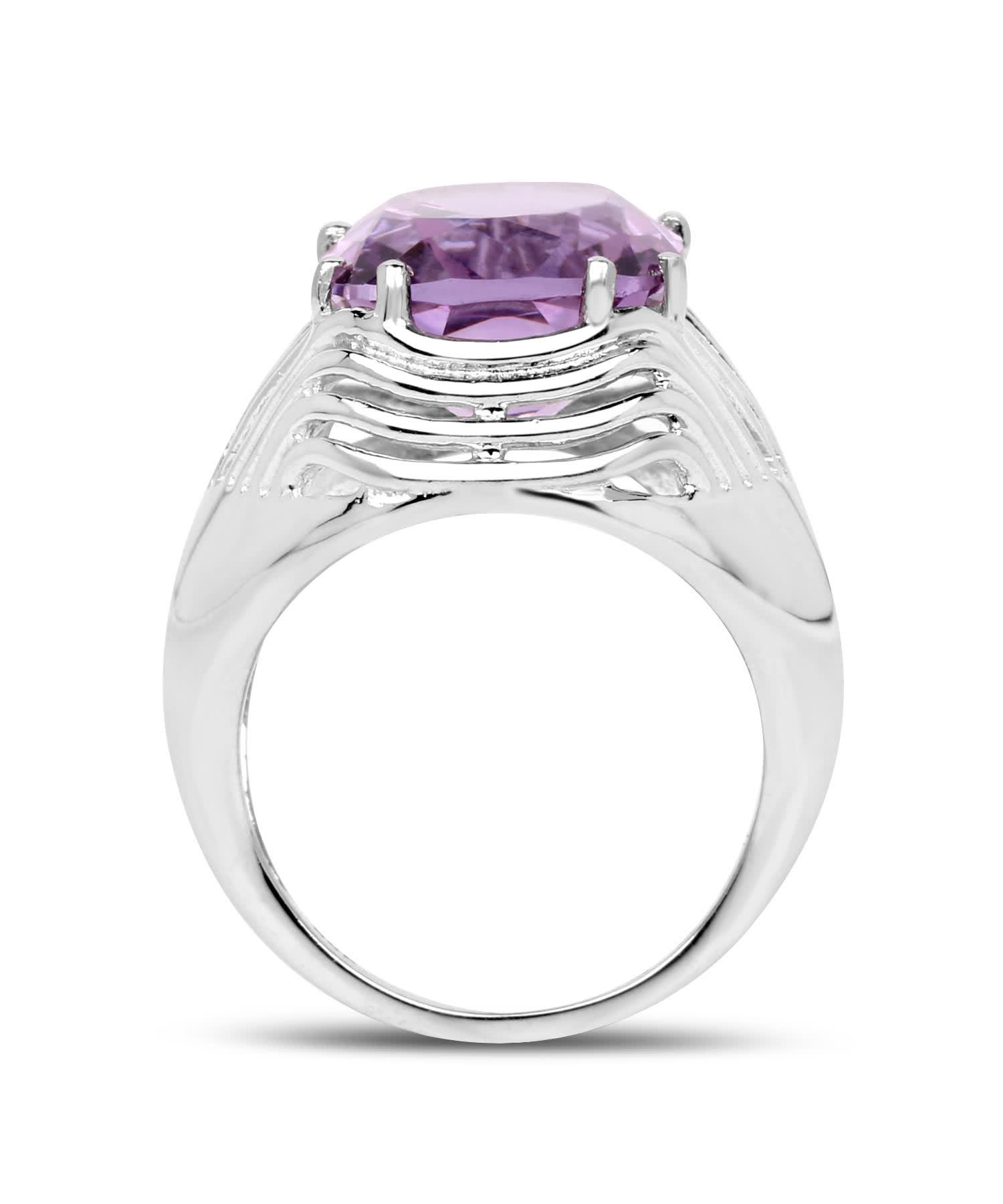 10.02ctw Natural Amethyst Rhodium Plated 925 Sterling Silver Cocktail Ring View 2
