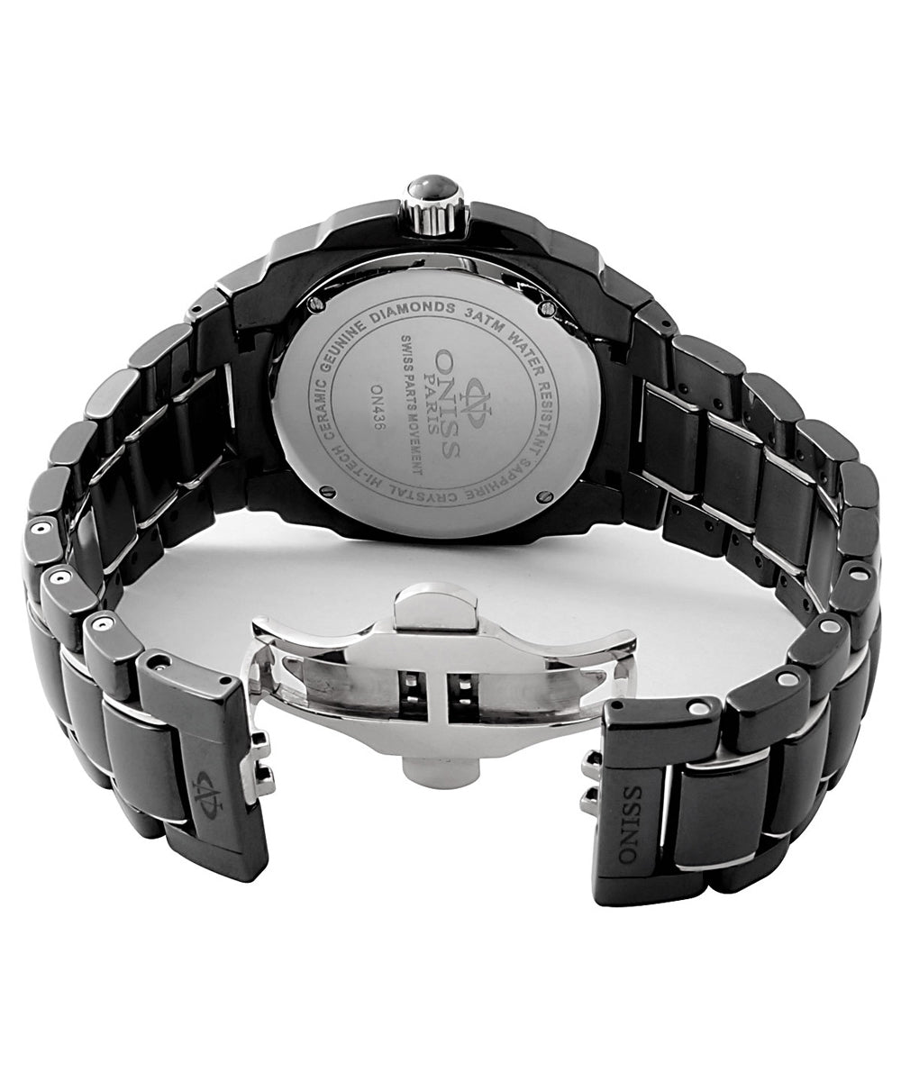 Oniss Model On436-L/Bk Watch With Diamond - Swiss Quartz Movement View 3