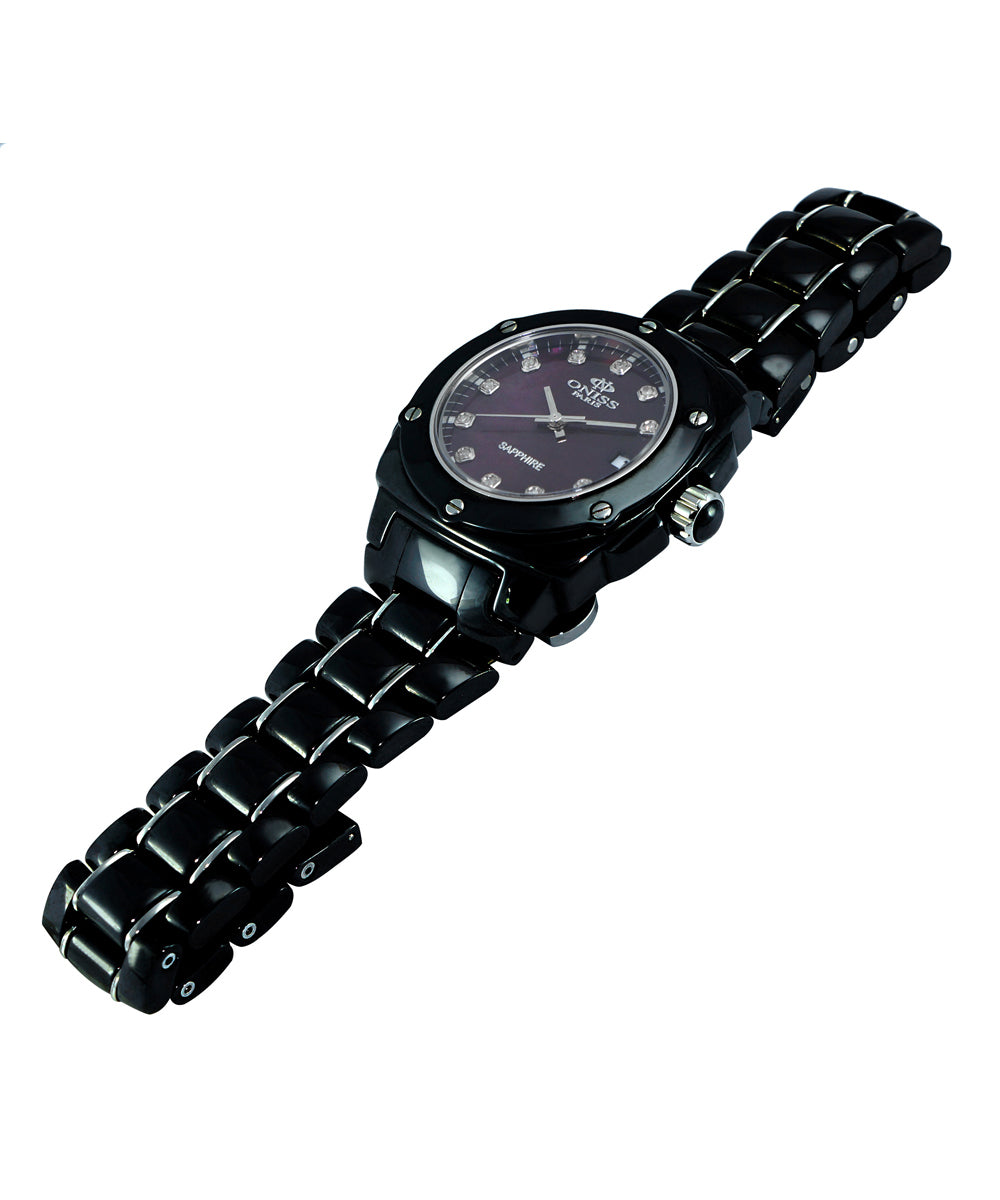 Oniss Model On436-L/Bk/601bn Watch With Diamond - Swiss Quartz Movement View 2
