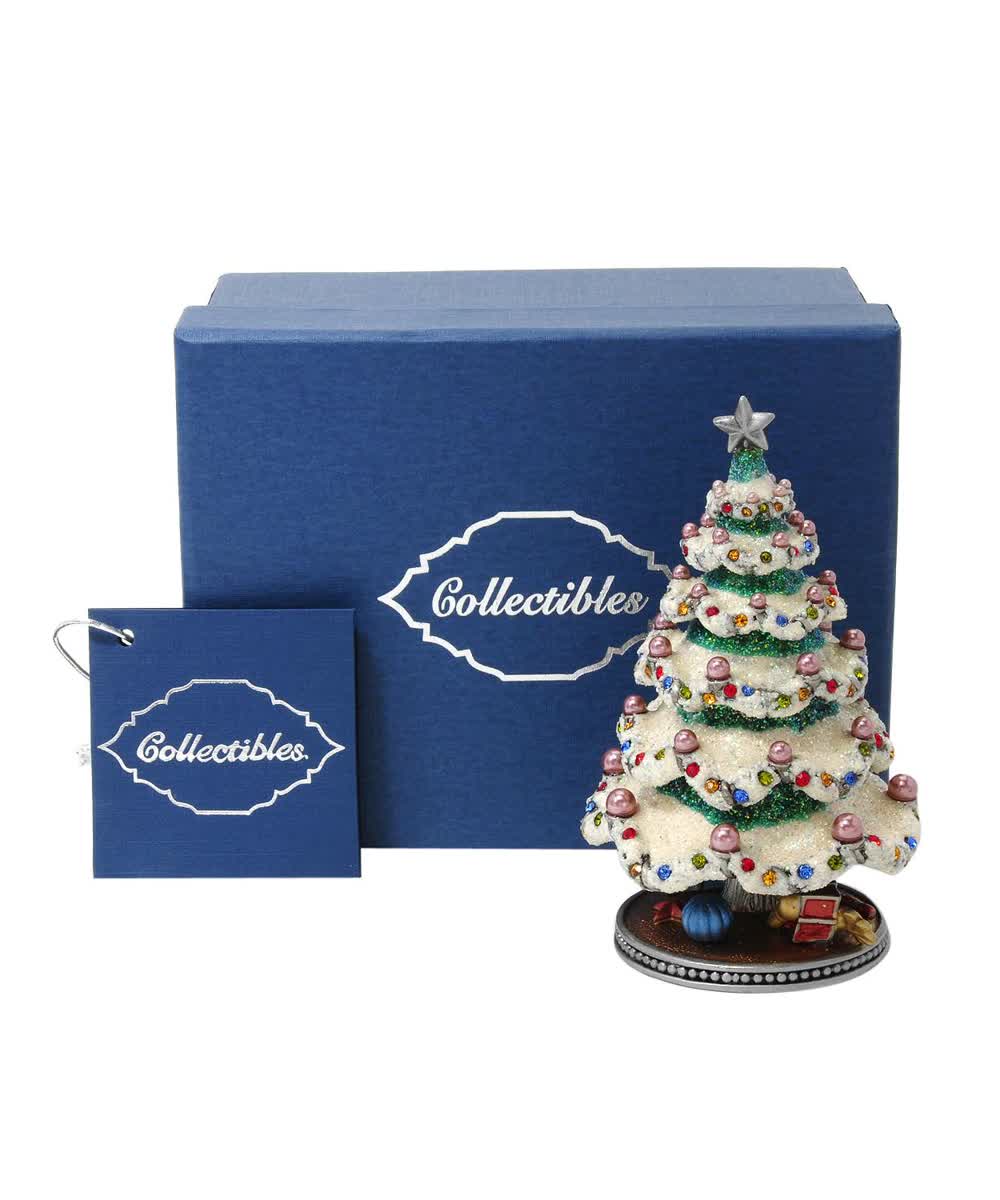 Dazzlers Multi-Color Crystal and Purple Faux Pearl & Enamel Collectible Christmas Tree Jewelry Box View 2
