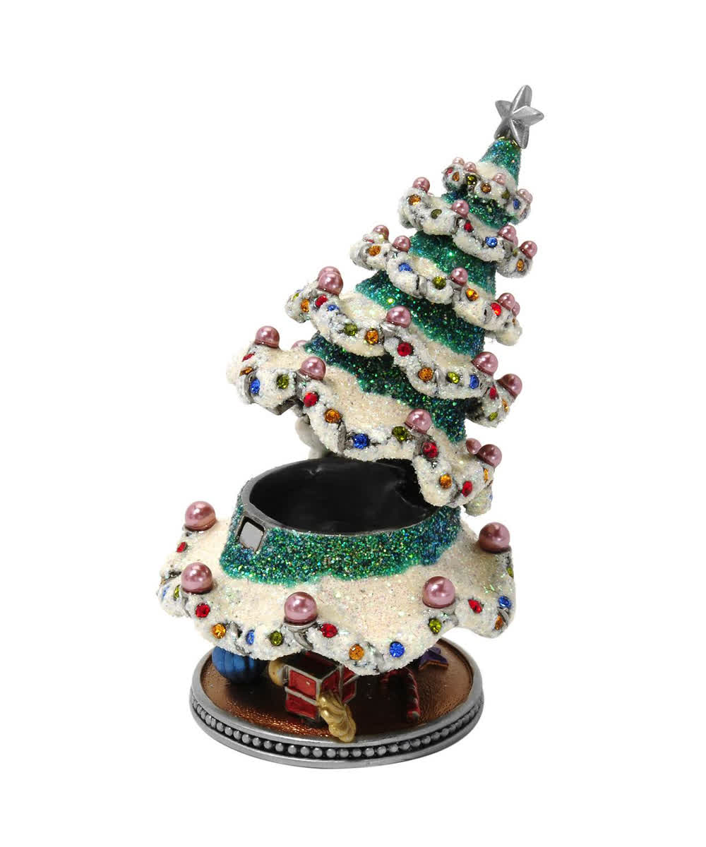 Dazzlers Multi-Color Crystal and Purple Faux Pearl & Enamel Collectible Christmas Tree Jewelry Box View 3