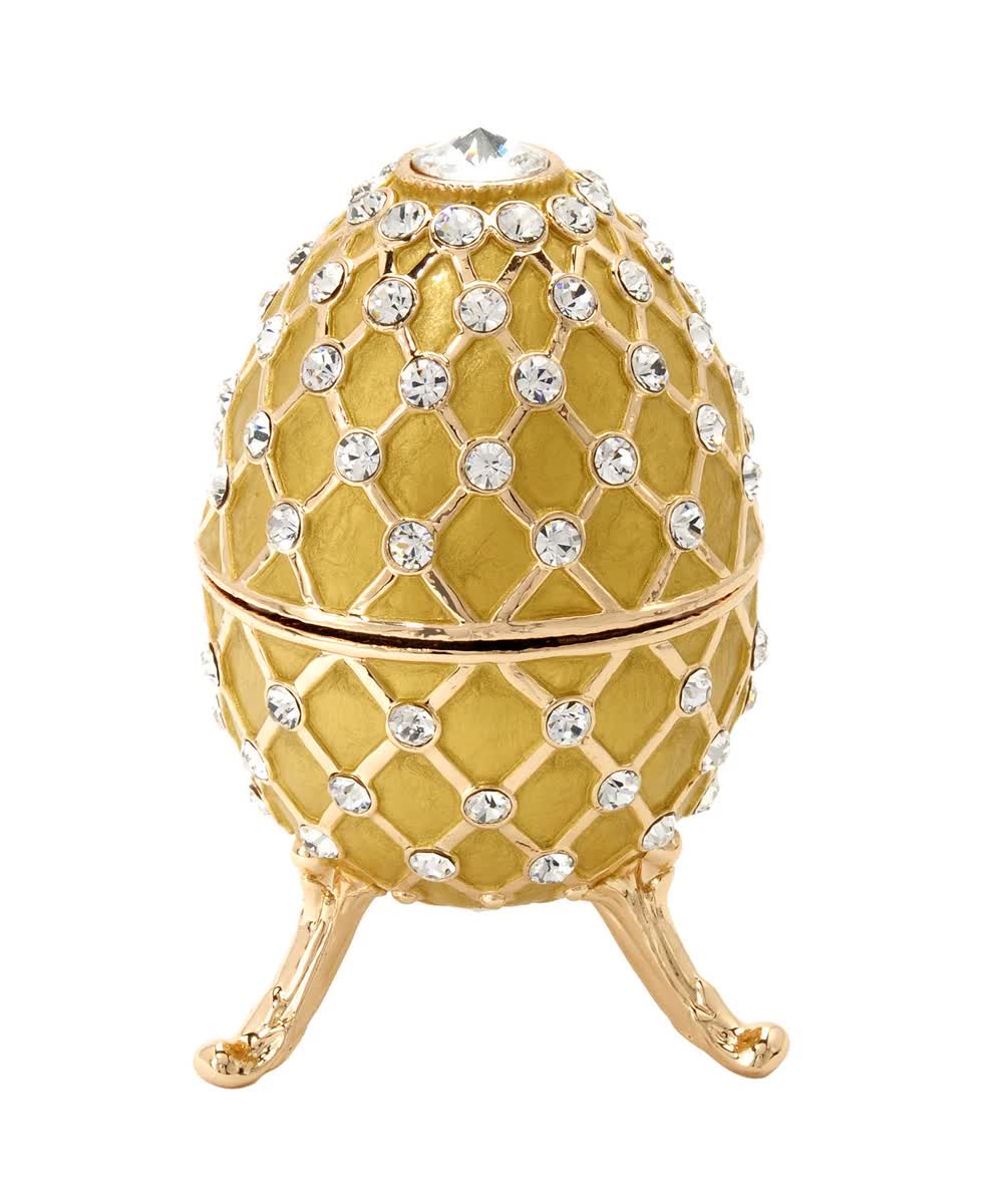 Dazzlers White Crystal & Enamel Collectible Egg Jewelry Box View 1