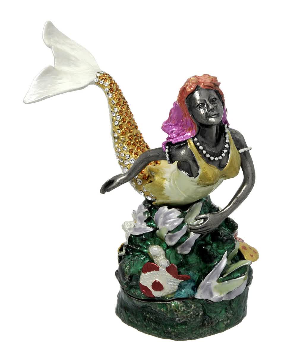 Dazzlers Multi-Color Crystal & Enamel Collectible Mermaid Jewelry Box View 1