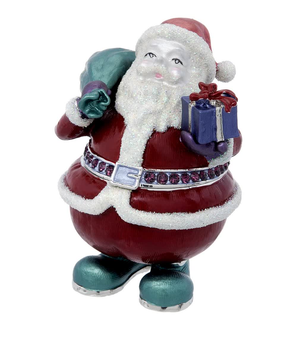 Dazzlers Purple Crystal & Enamel Collectible Santa Claus Jewelry Box View 1