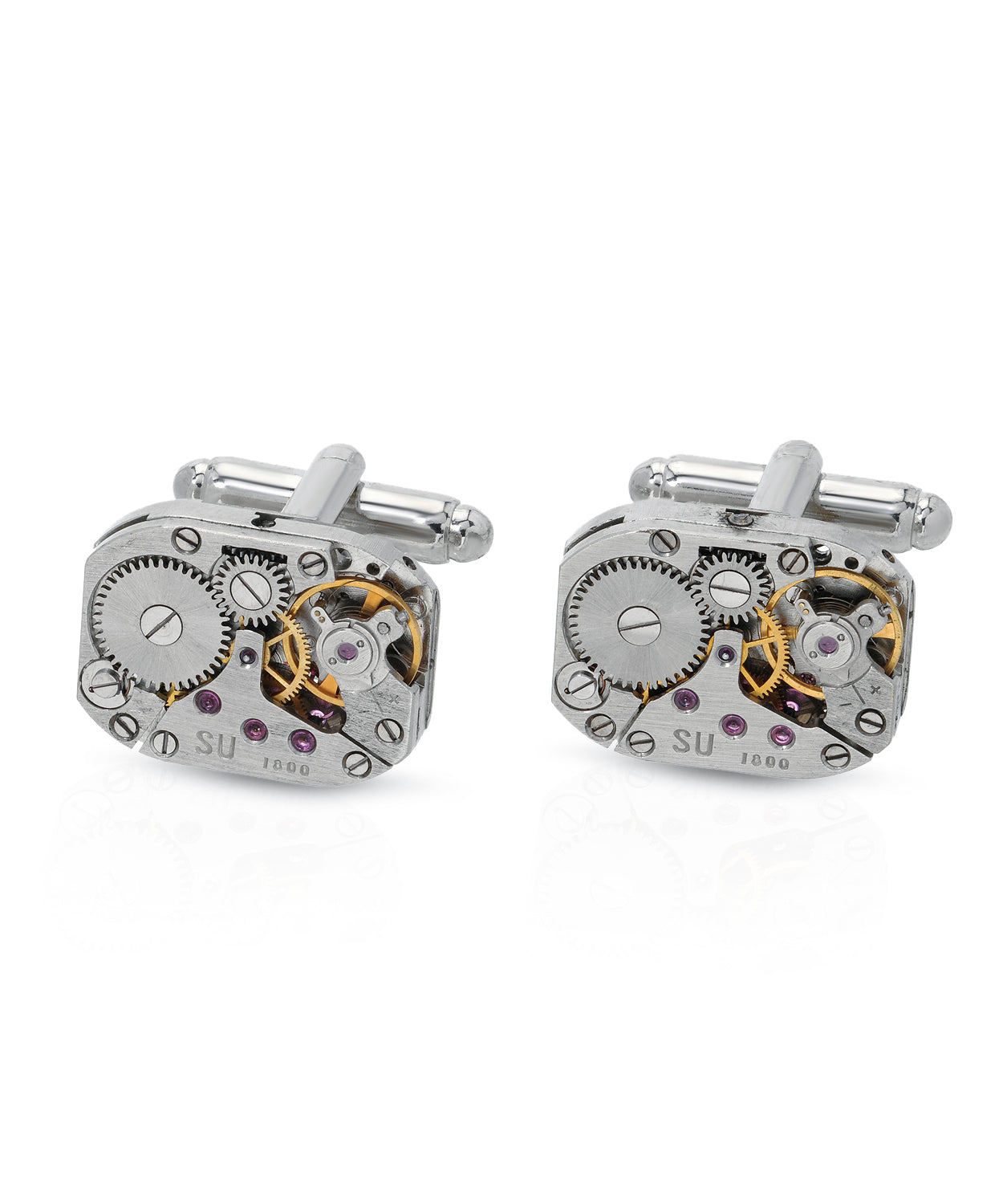 Cuff n' Style Timeless Collection Cuff Links Made with Real Watch Movement View 1