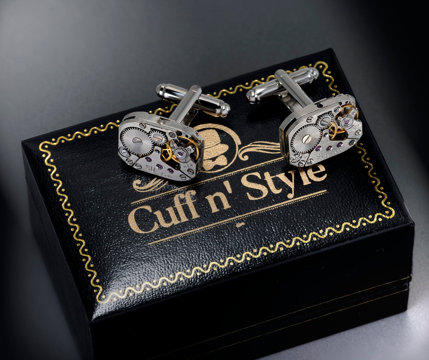 Cuff n' Style Timeless Collection Cuff Links Made with Real Watch Movement View 3