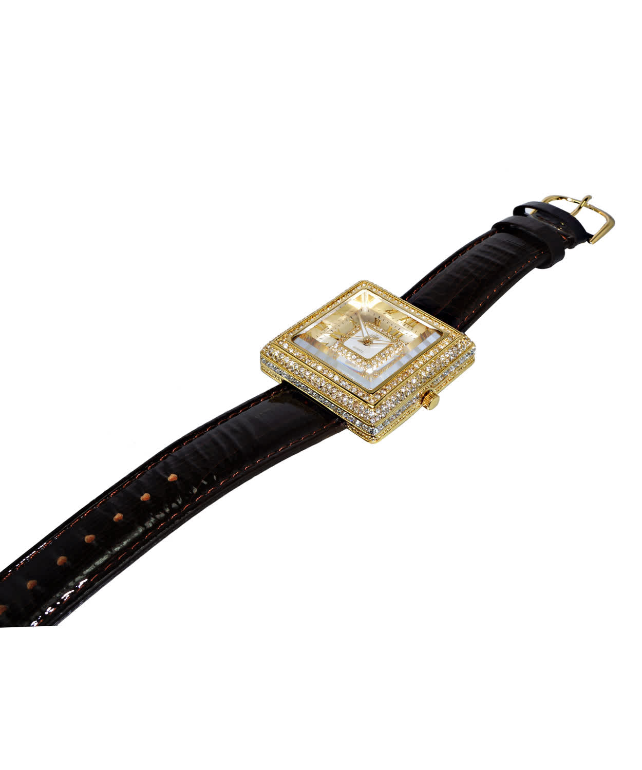 Adee Kaye Quad Collection Model Ak25-Lg Watch With White Crystal - Japanese Quartz Movement View 2