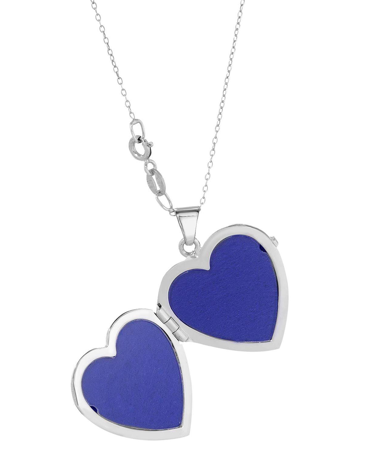 Patterns of Love Collection Rhodium Plated 925 Sterling Silver Heart Locket Pendant With Chain - Made in Italy View 2