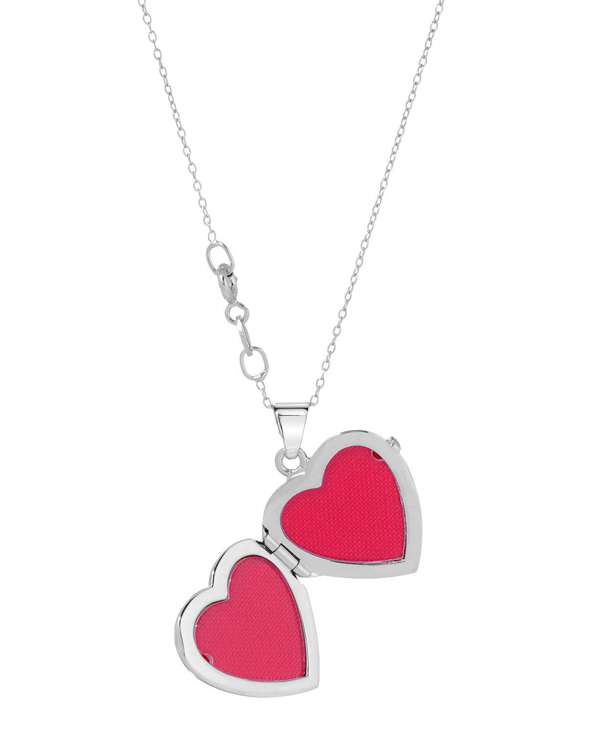 Patterns of Love Collection Brilliant Cut Cubic Zirconia Rhodium Plated 925 Sterling Silver Heart Locket Pendant With Chain - Made in Italy View 3