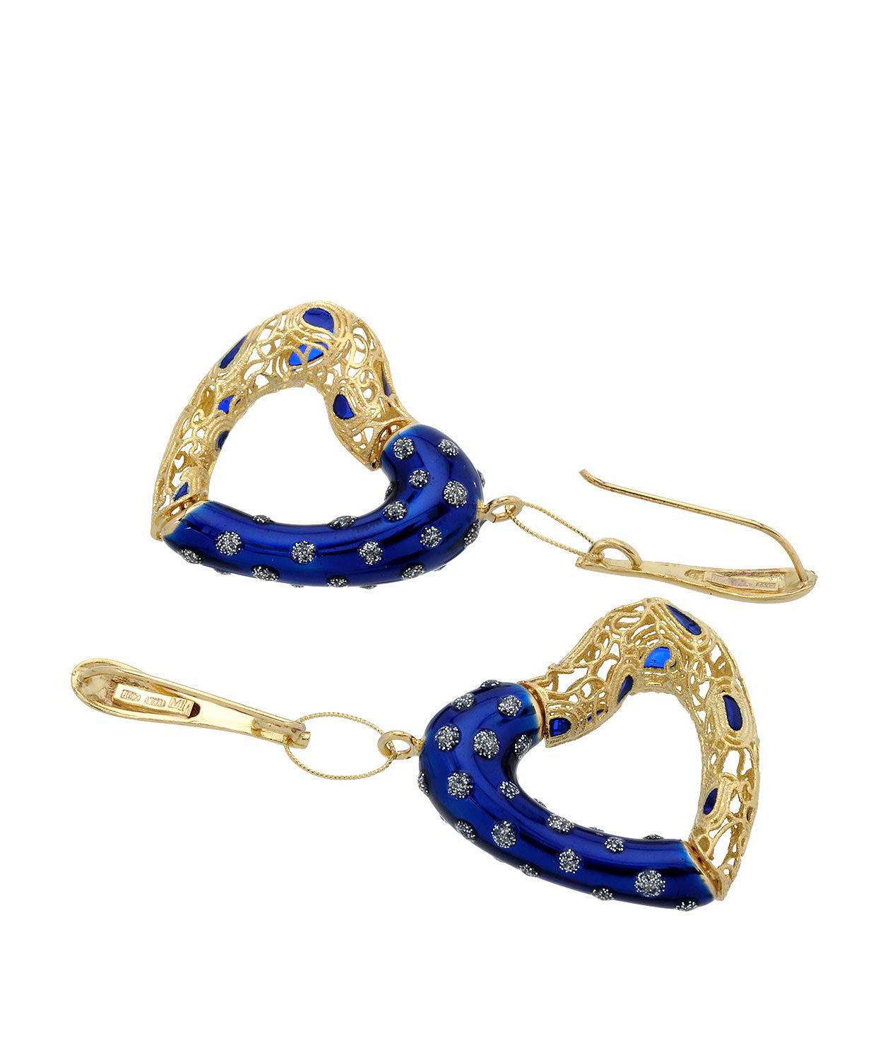 Patterns of Love Collection 14k Gold & Enamel Heart Dangle Earrings - Made in Italy View 2