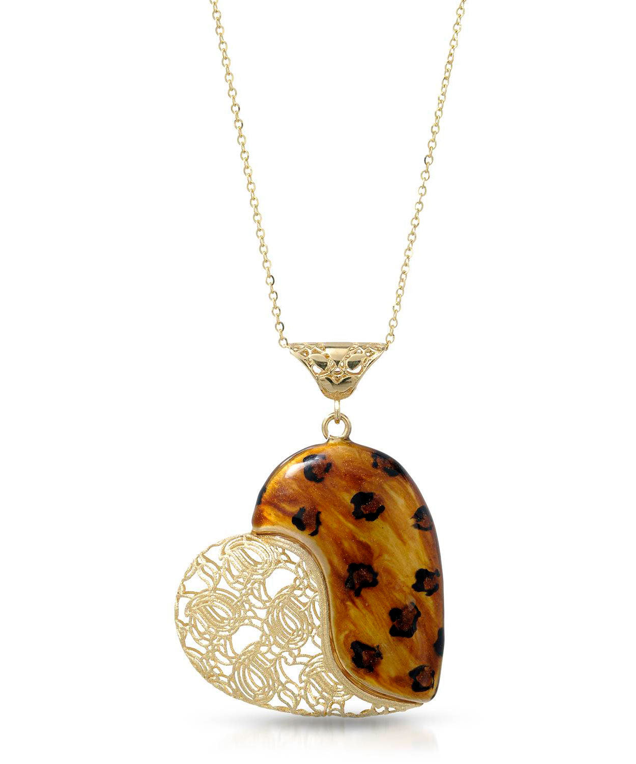 Patterns of Love Collection 14k Gold & Enamel Heart Pendant With Chain - Made in Italy View 1
