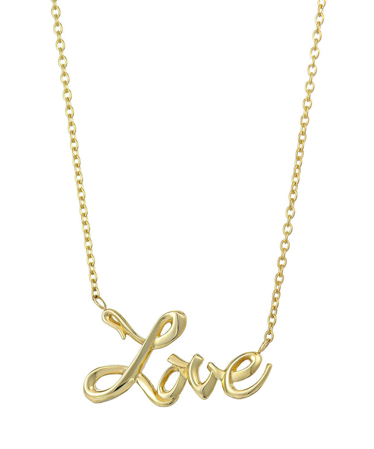Love Story Collection 14k Gold "Love" Necklace - Made in Italy View 1