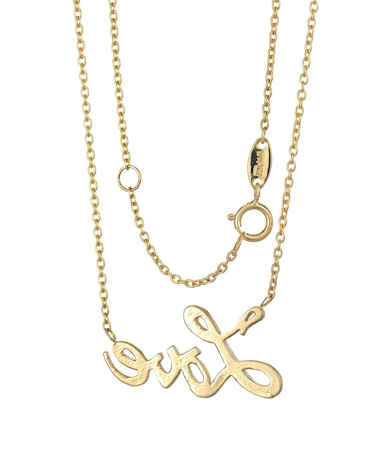 Love Story Collection 14k Gold "Love" Necklace - Made in Italy View 2