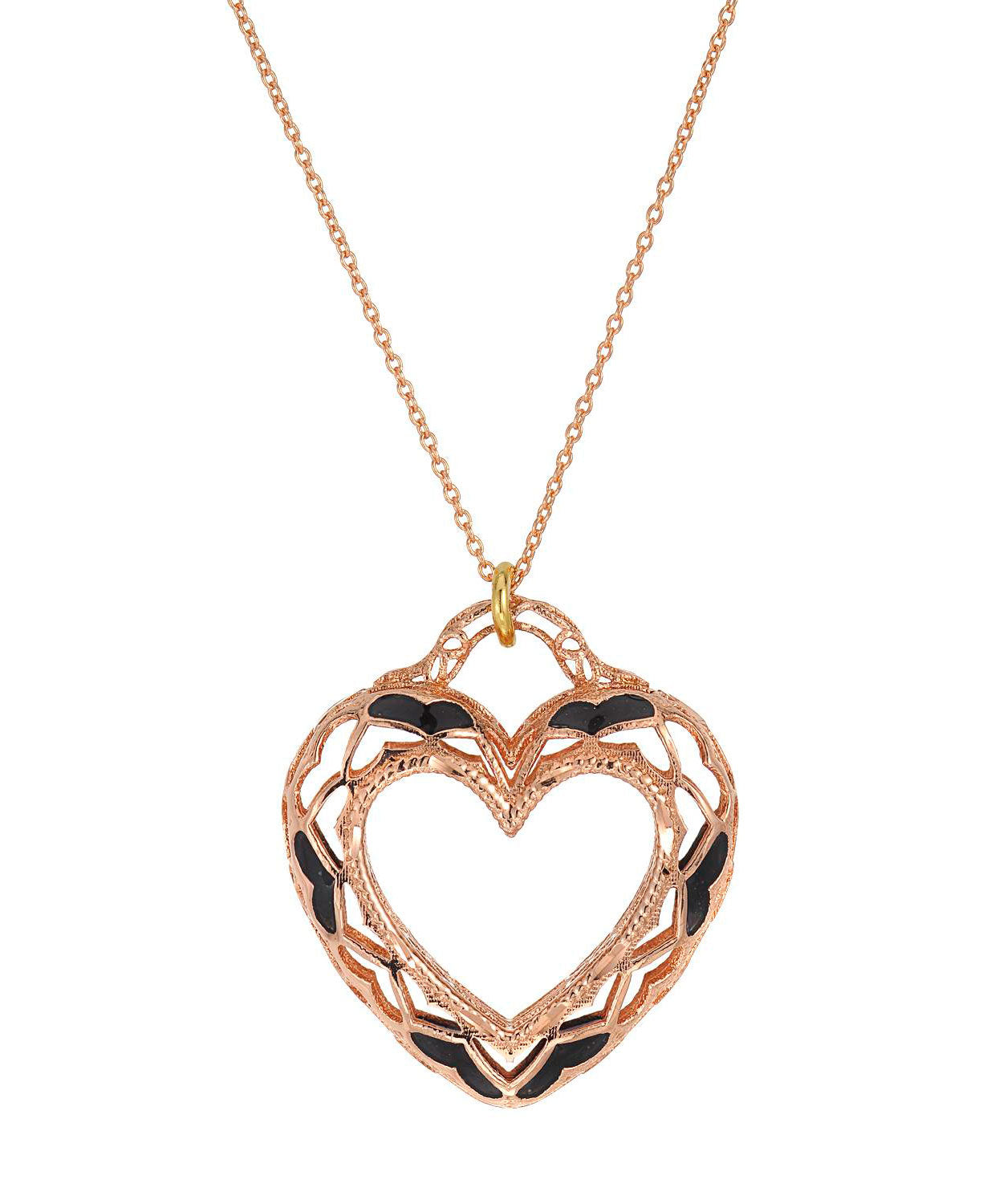 Patterns of Love Collection 14k Gold & Enamel Heart Adjustable Necklace - Made in Italy View 1