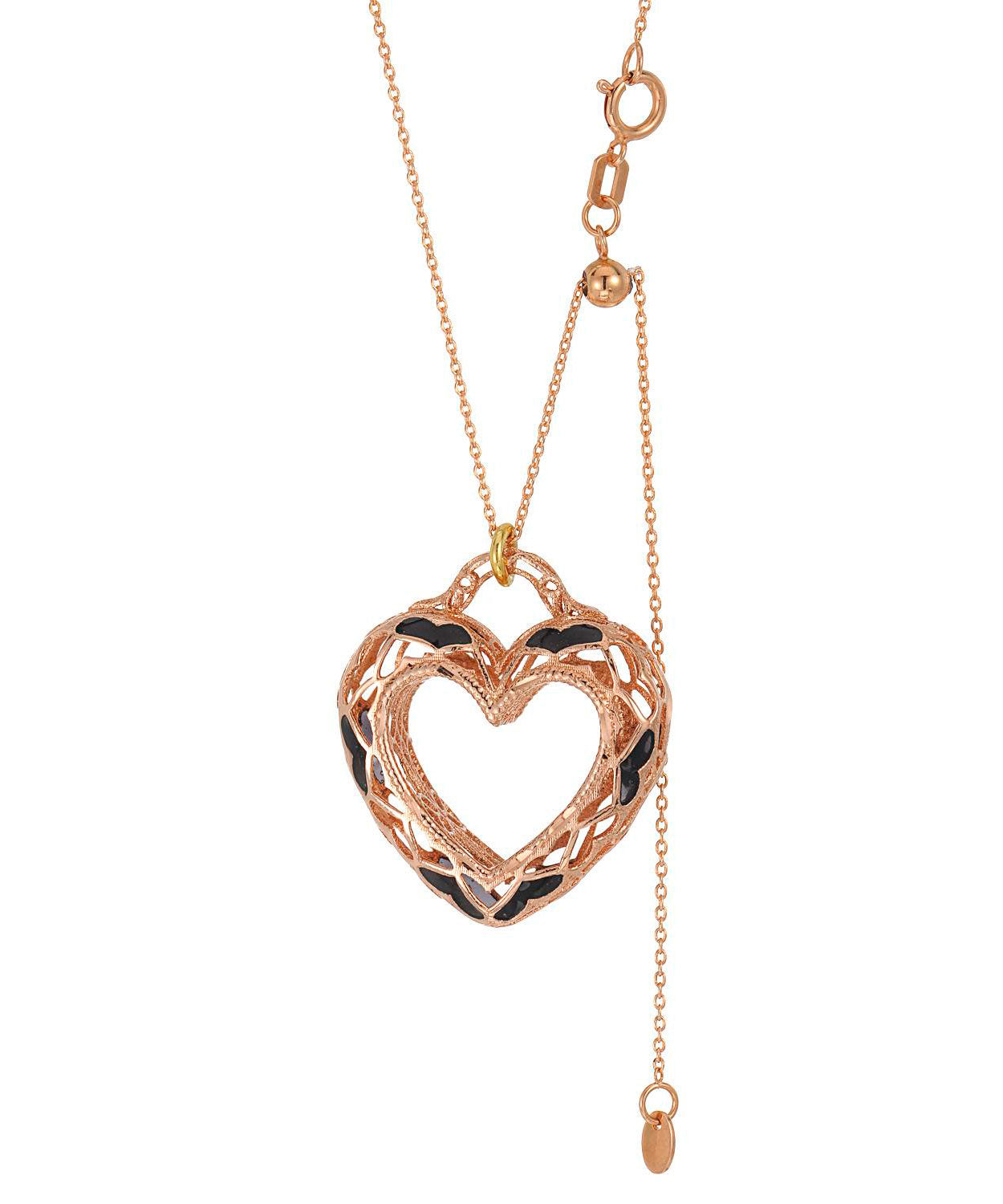 Patterns of Love Collection 14k Gold & Enamel Heart Adjustable Necklace - Made in Italy View 2