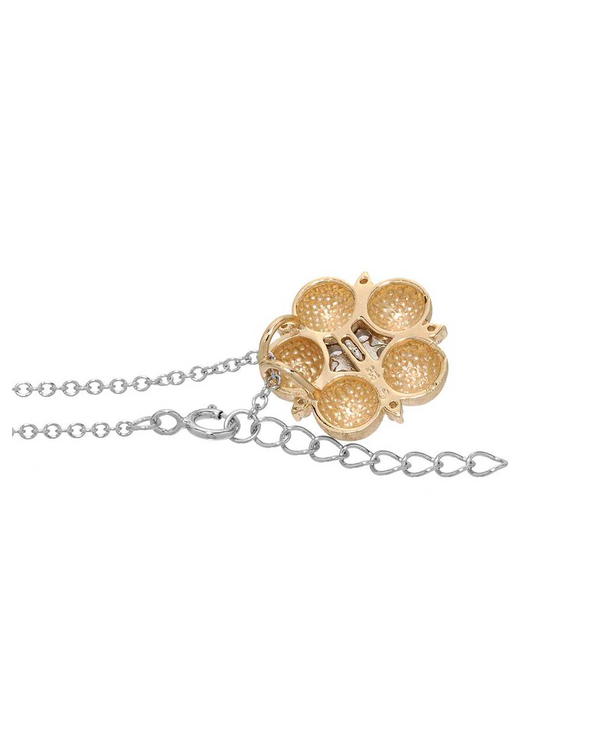 Brilliant Cut Cubic Zirconia 14k Gold Plated 925 Sterling Silver Flower Pendant With Chain View 2