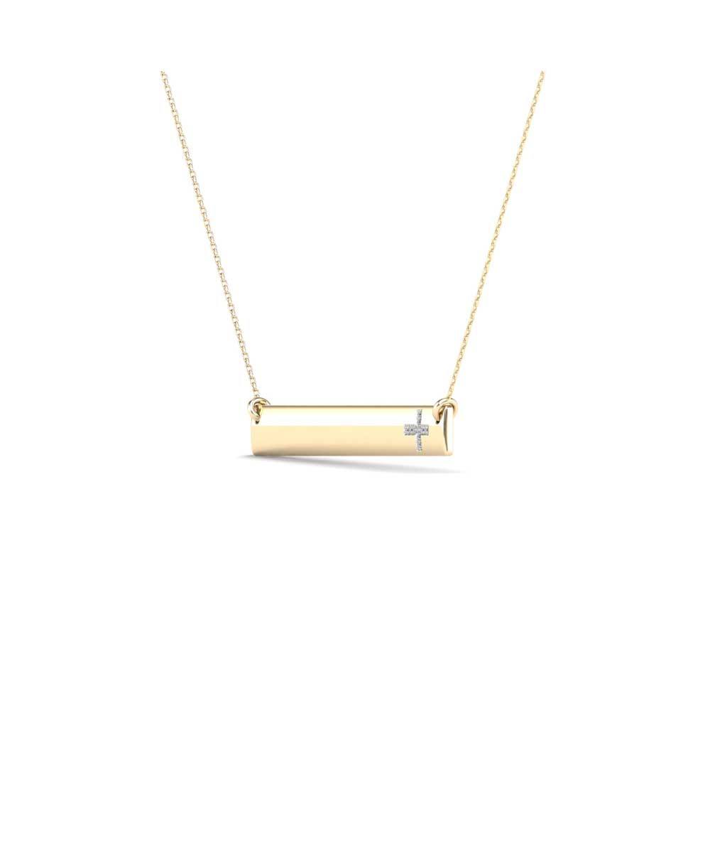 Le Petit Collection Diamond 10k Yellow Gold Cross Bar Necklace View 2