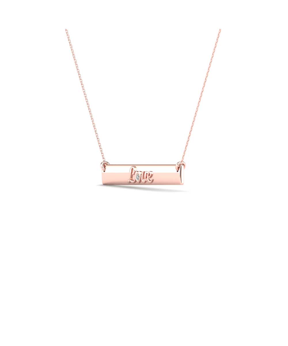 Le Petit Collection Diamond 10k Rose Gold "Love" Bar Necklace View 2