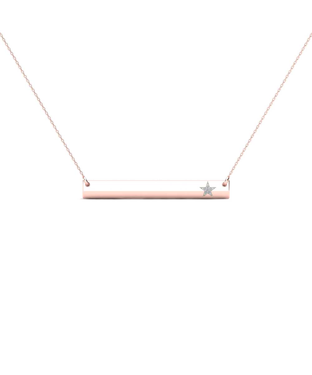 Le Petit Collection Diamond 10k Rose Gold Star Bar Necklace View 1